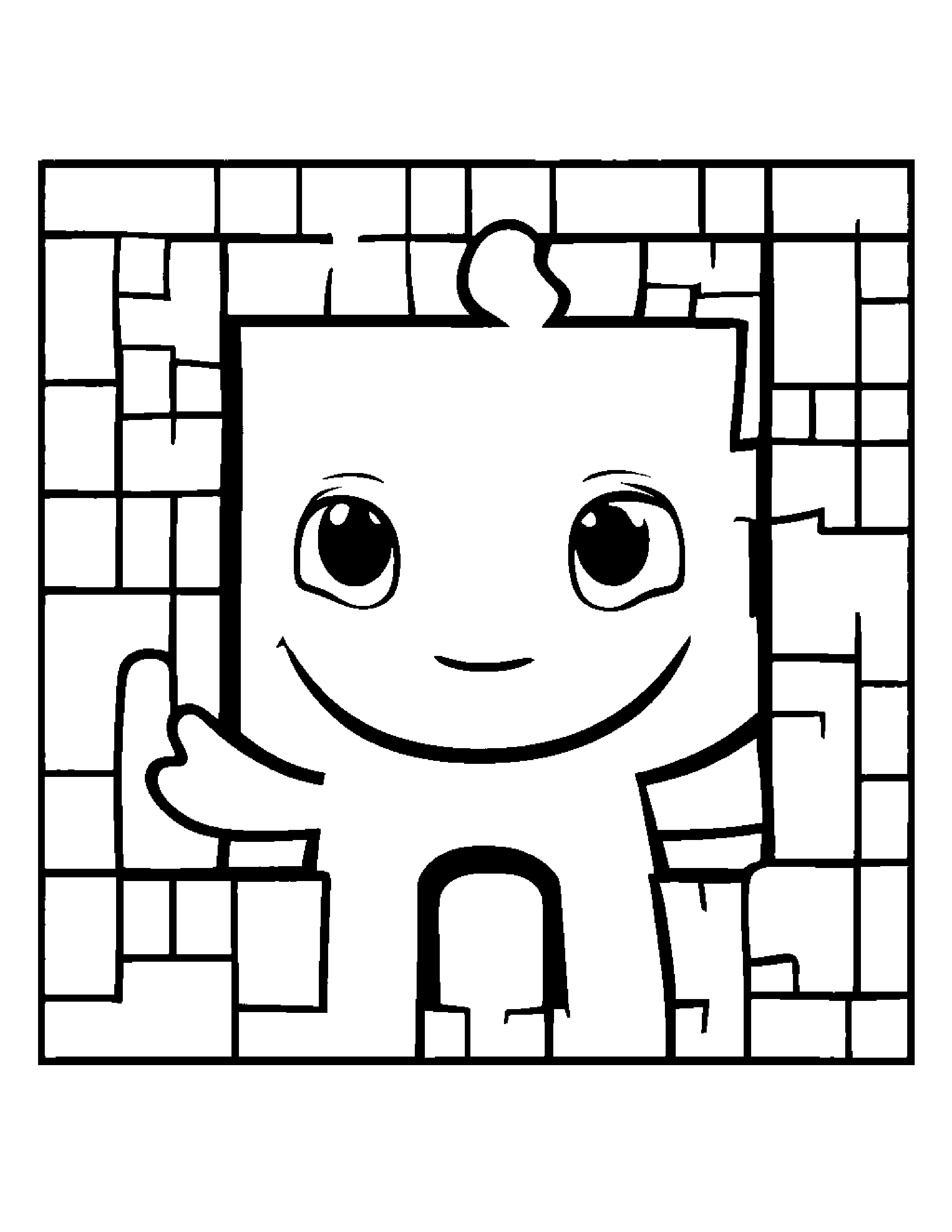 Puzzle Piece Playing Peekaboo #3 Coloring Page (Free Printable PDF)