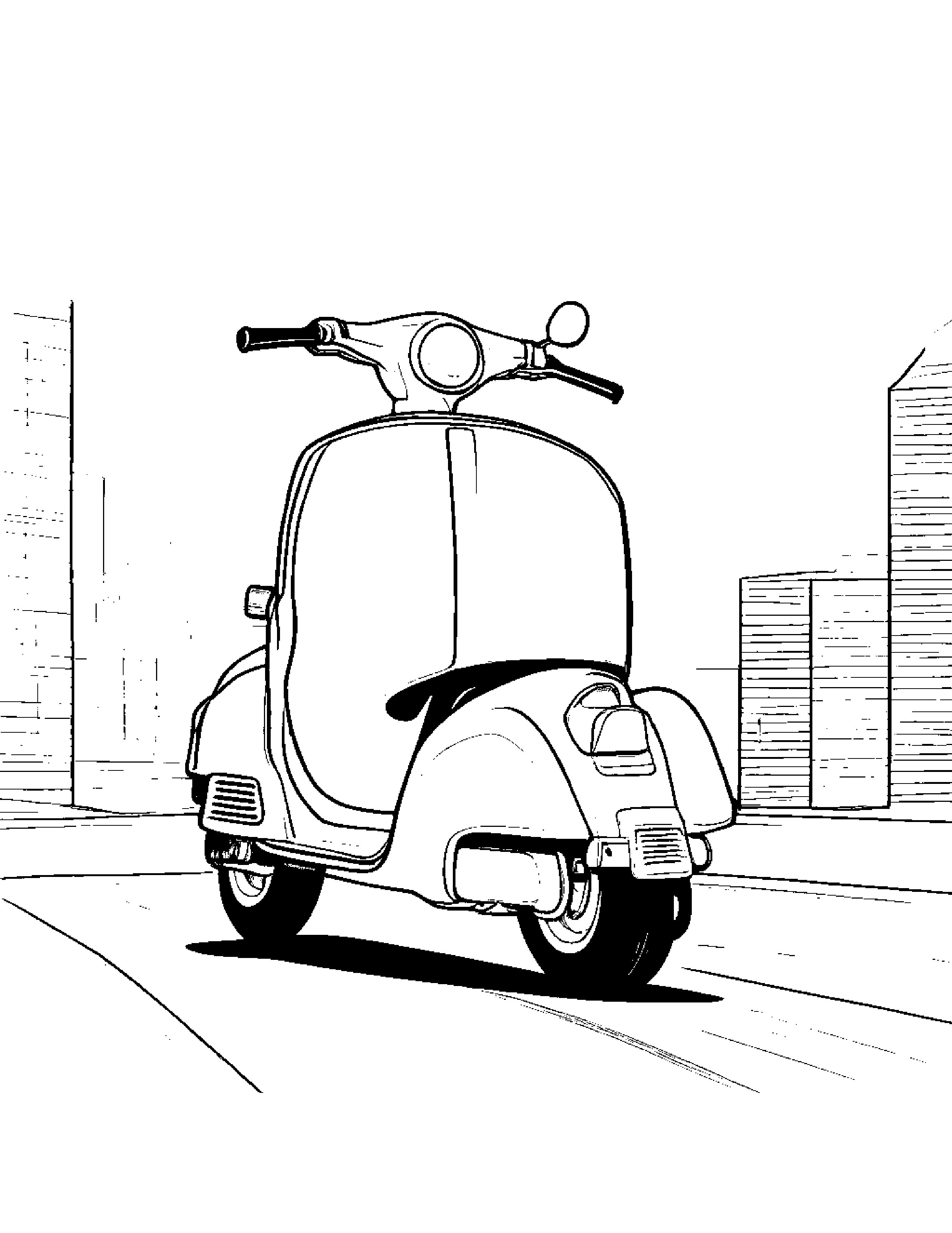 Quiet Scooter #2 Coloring Page (Free Printable PDF)
