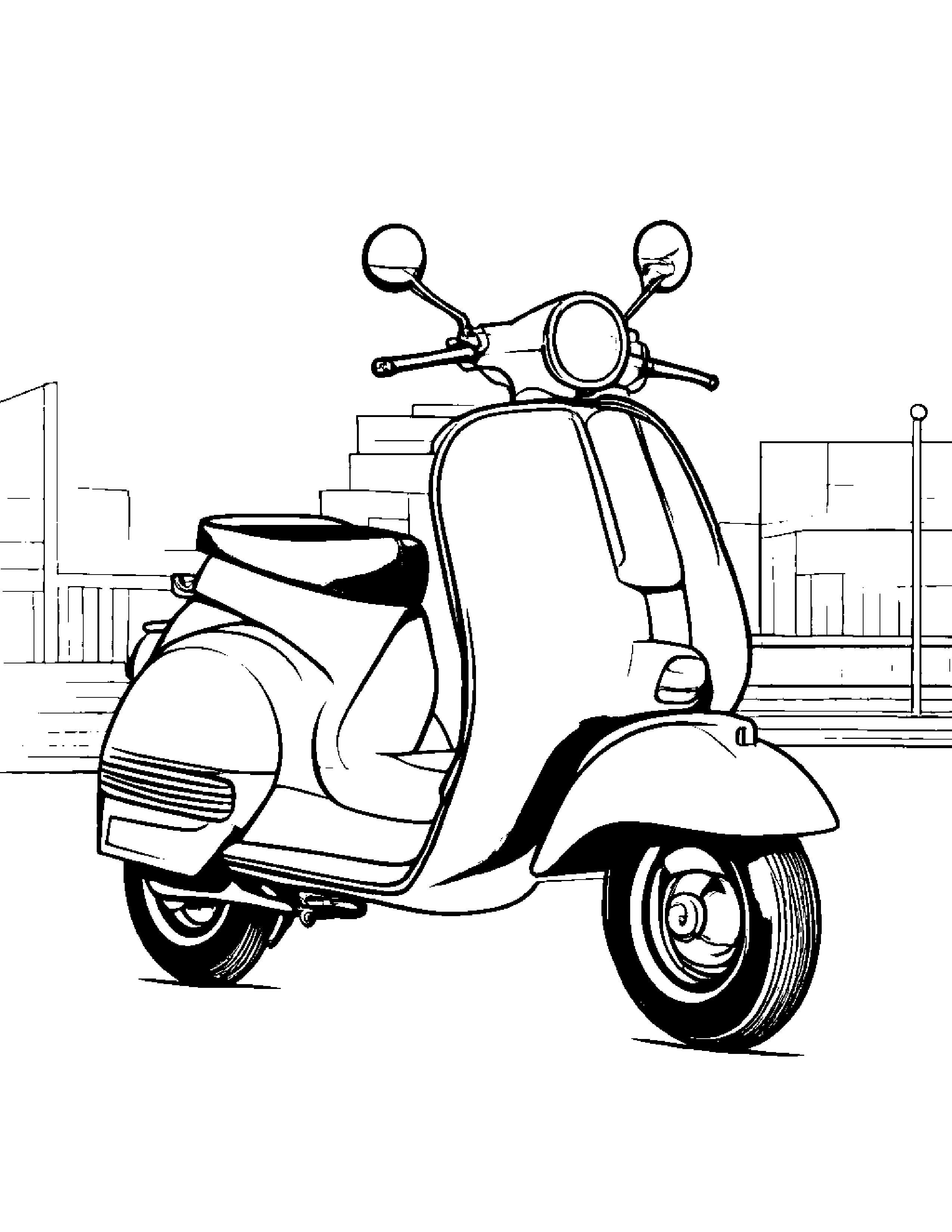 Quiet Scooter #3 Coloring Page (Free Printable PDF)