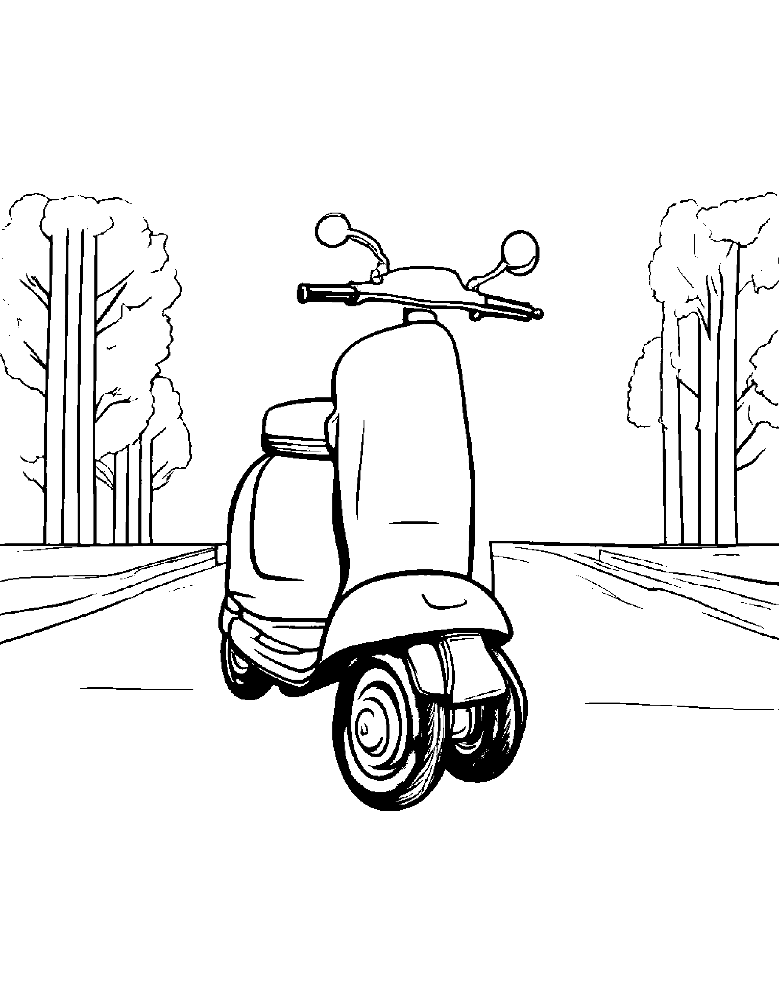 Quiet Scooter Coloring Page (Free Printable PDF)