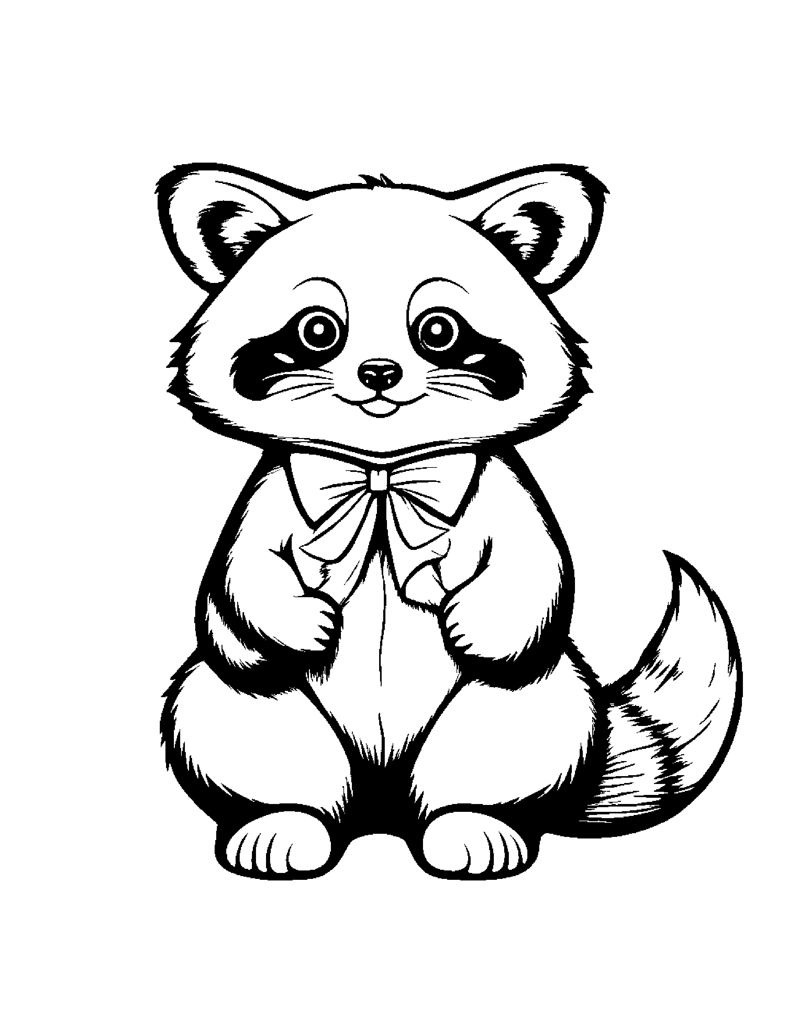 Red Panda With A Tiny Bow #2 Coloring Page (Free Printable PDF)