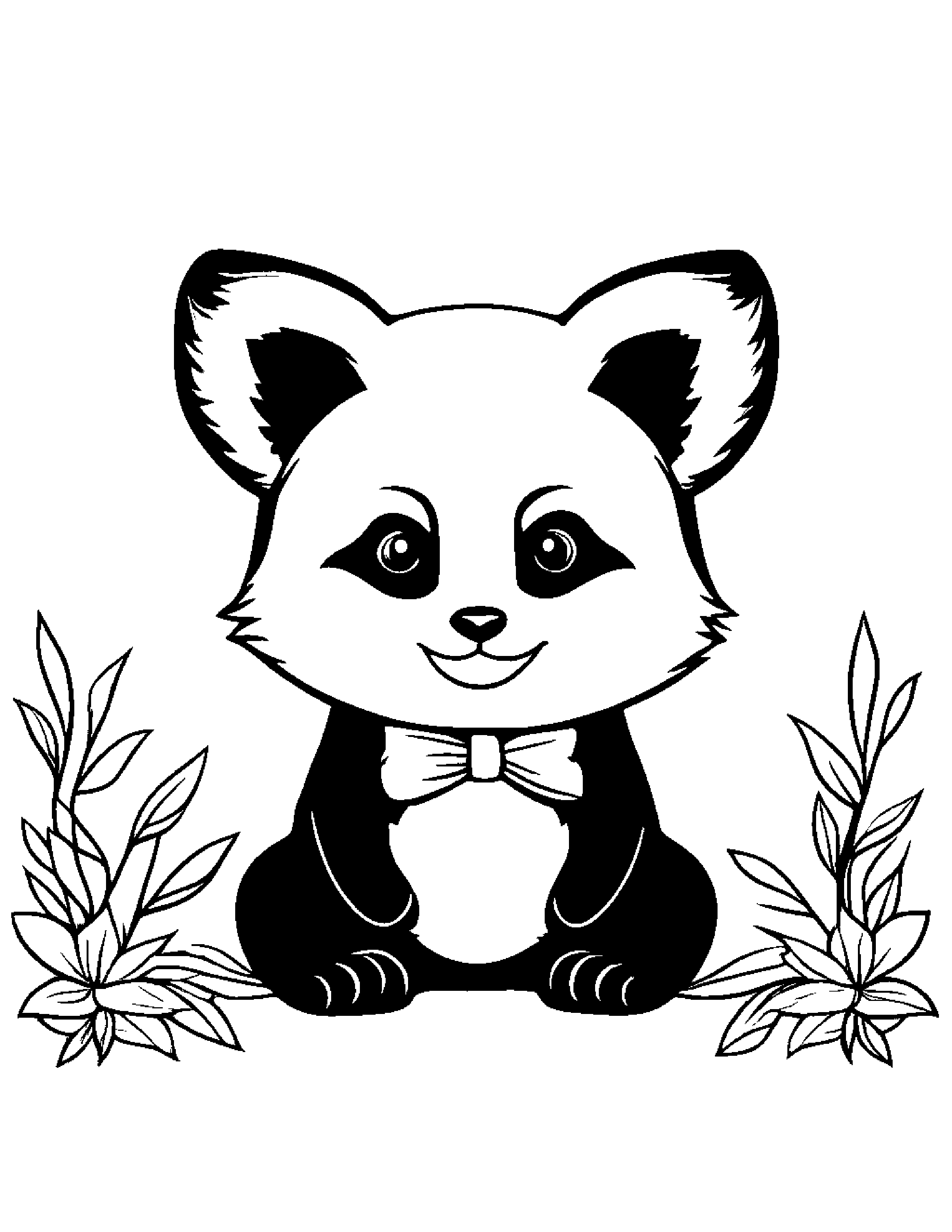 Red Panda With A Tiny Bow #3 Coloring Page (Free Printable PDF)