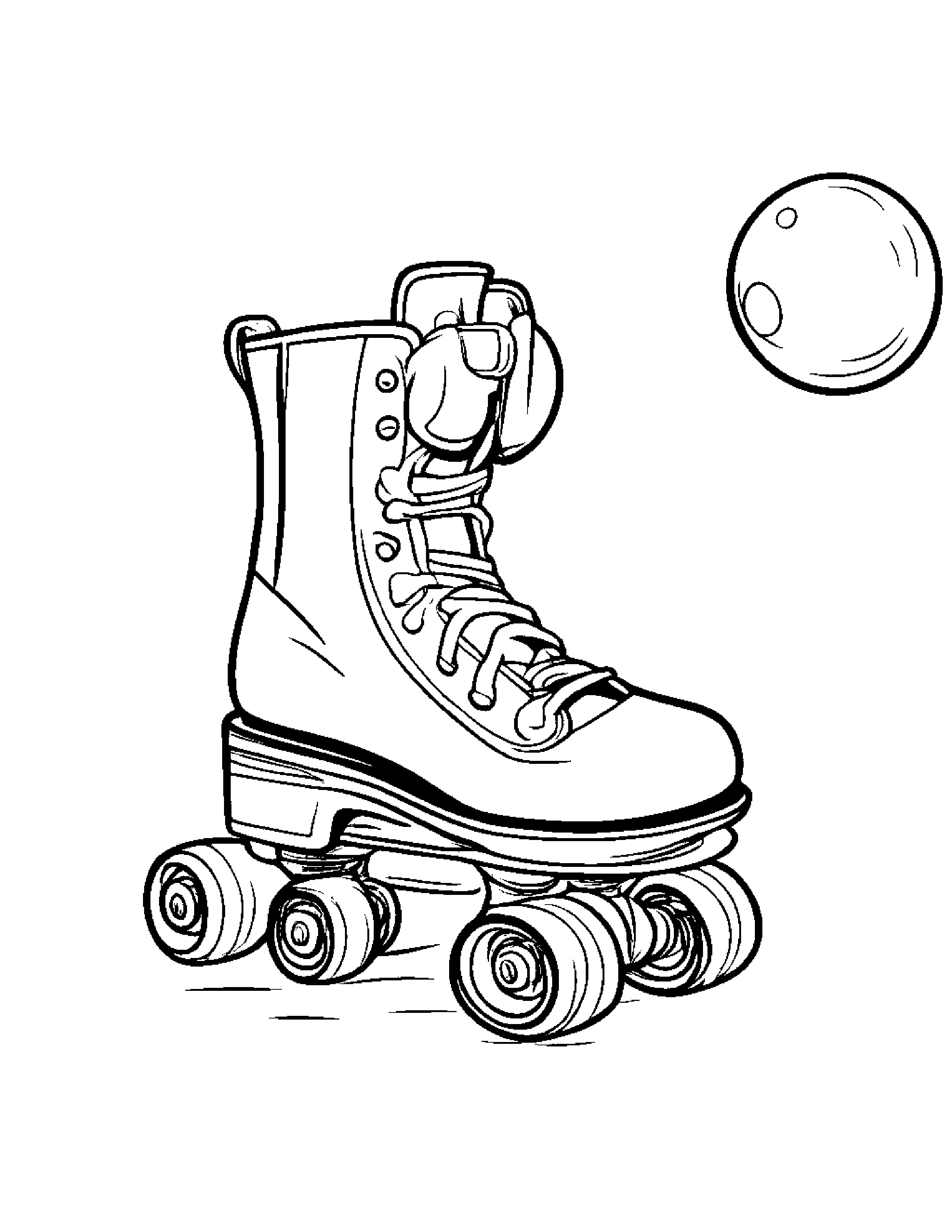 Roller Skates Blowing Bubbles #2 Coloring Page (Free Printable PDF)