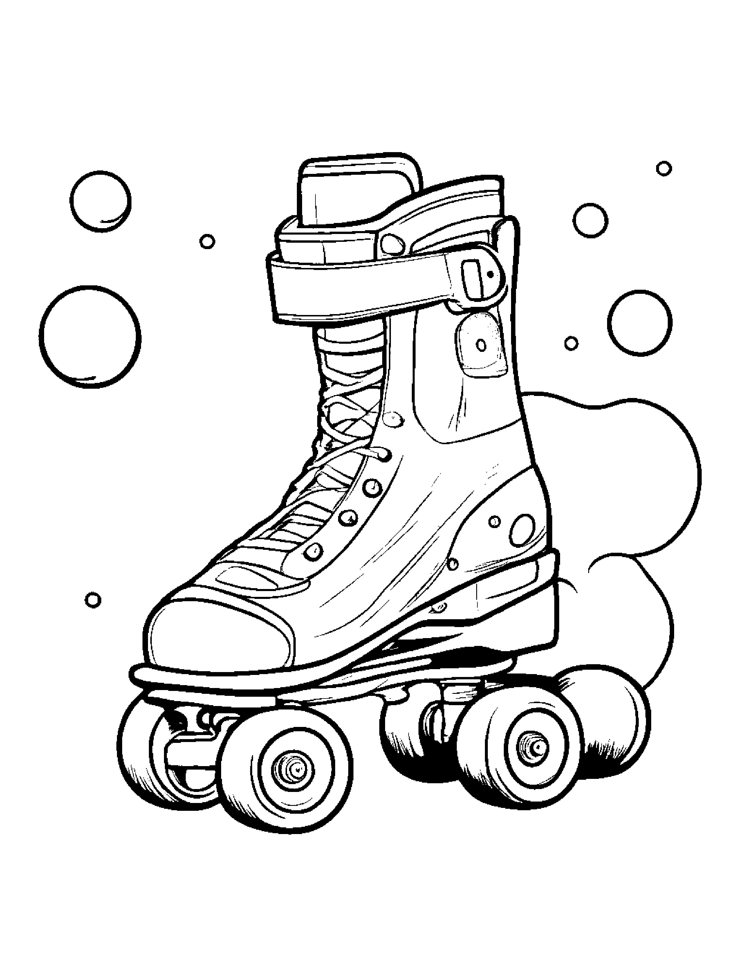Roller Skates Blowing Bubbles #3 Coloring Page (Free Printable PDF)