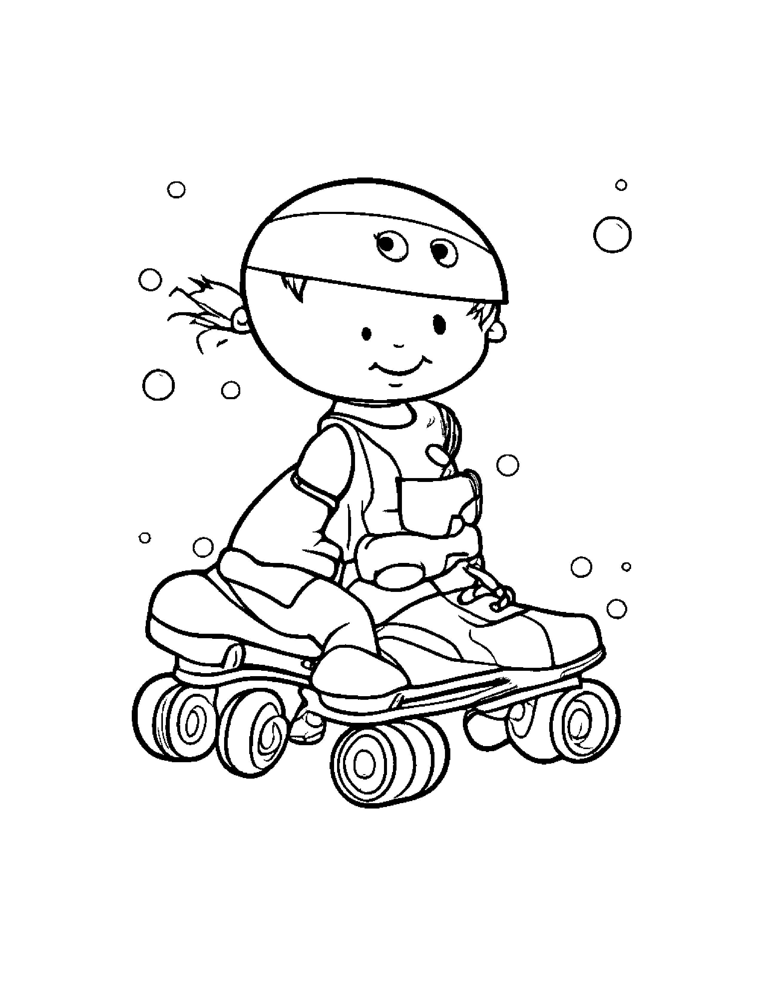 Roller Skates Blowing Bubbles Coloring Page (Free Printable PDF)