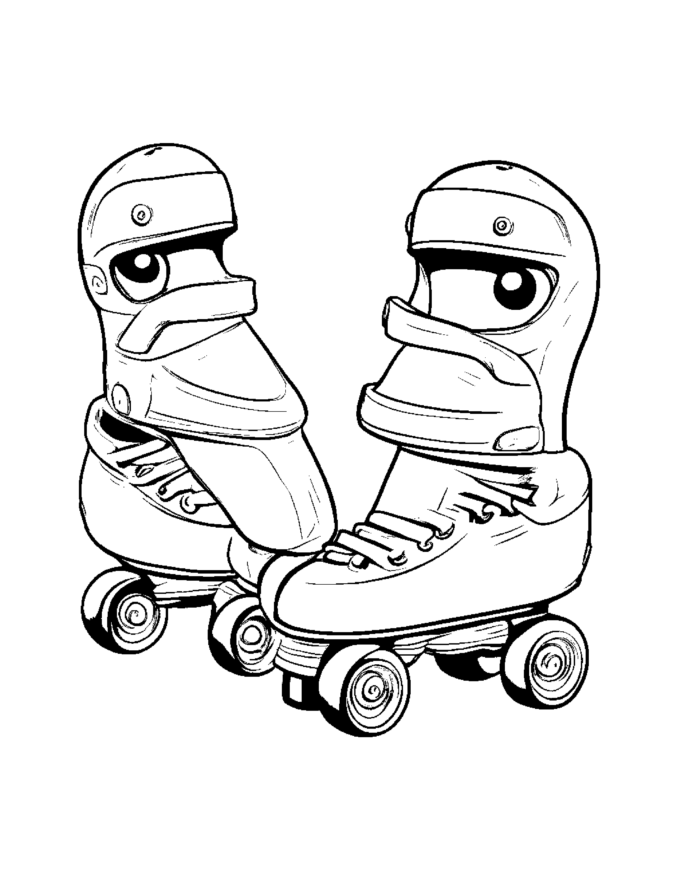 Roller Skates Making Silly Faces #4 Coloring Page (Free Printable PDF)