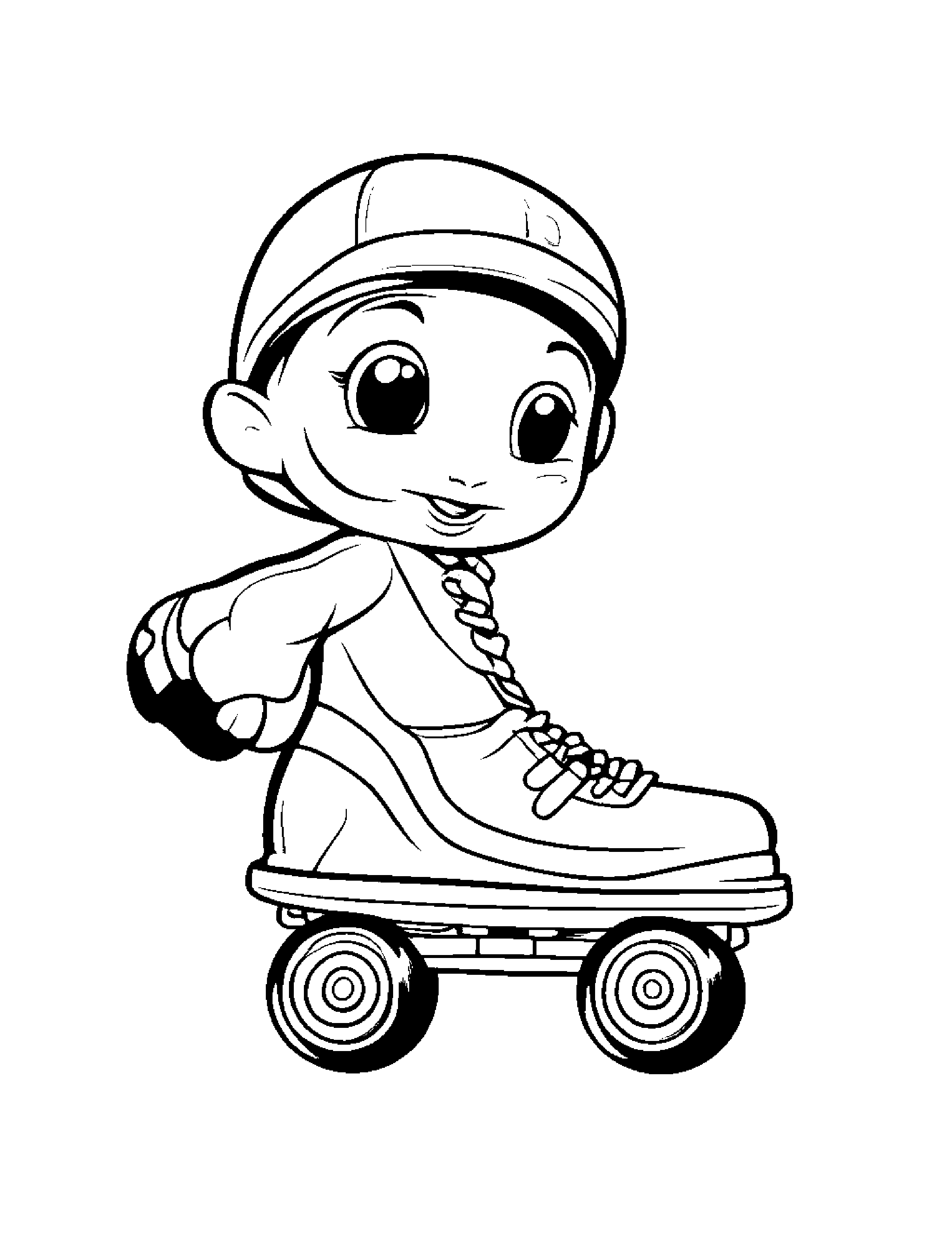 Roller Skates Making Silly Faces #5 Coloring Page (Free Printable PDF)
