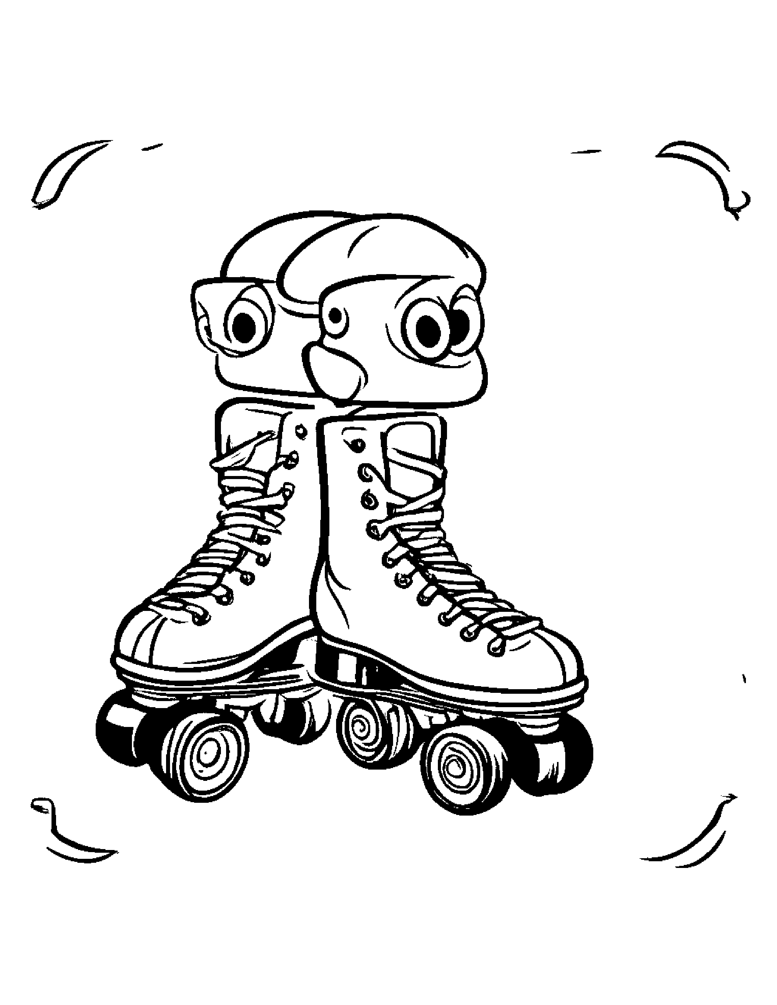 Roller Skates Making Silly Faces Coloring Page (Free Printable PDF)