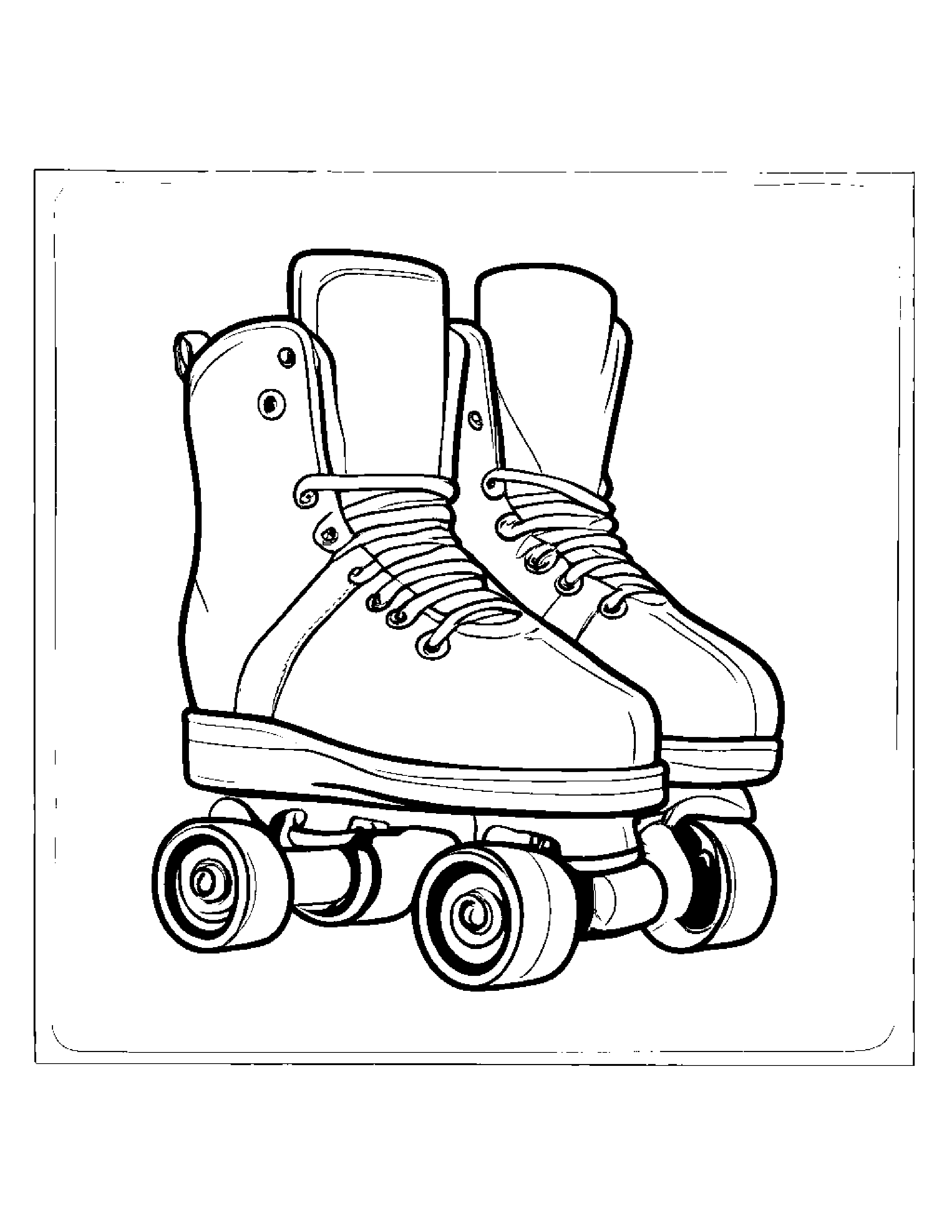 Roller Skates Sharing #3 Coloring Page (Free Printable PDF)