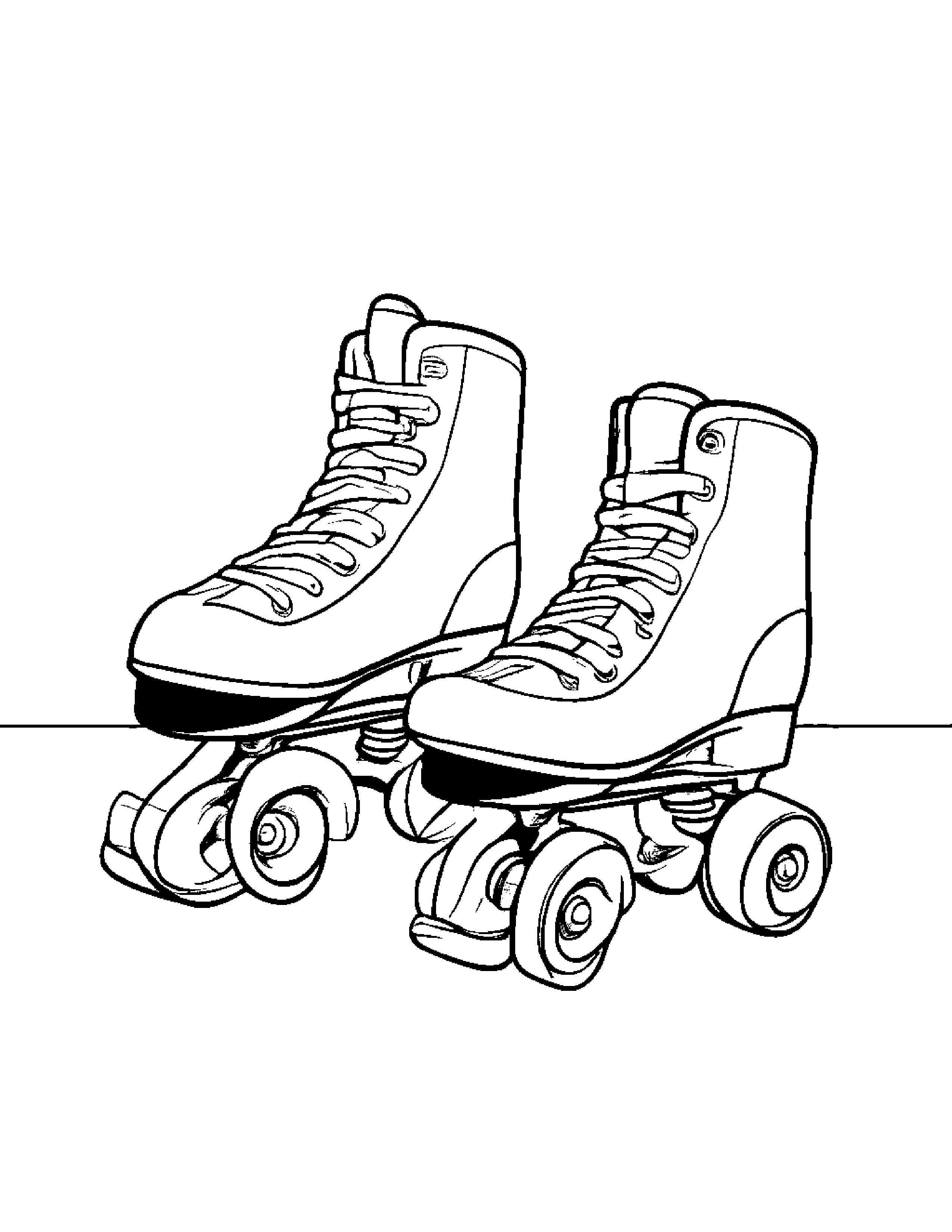 Roller Skates Sharing #4 Coloring Page (Free Printable PDF)