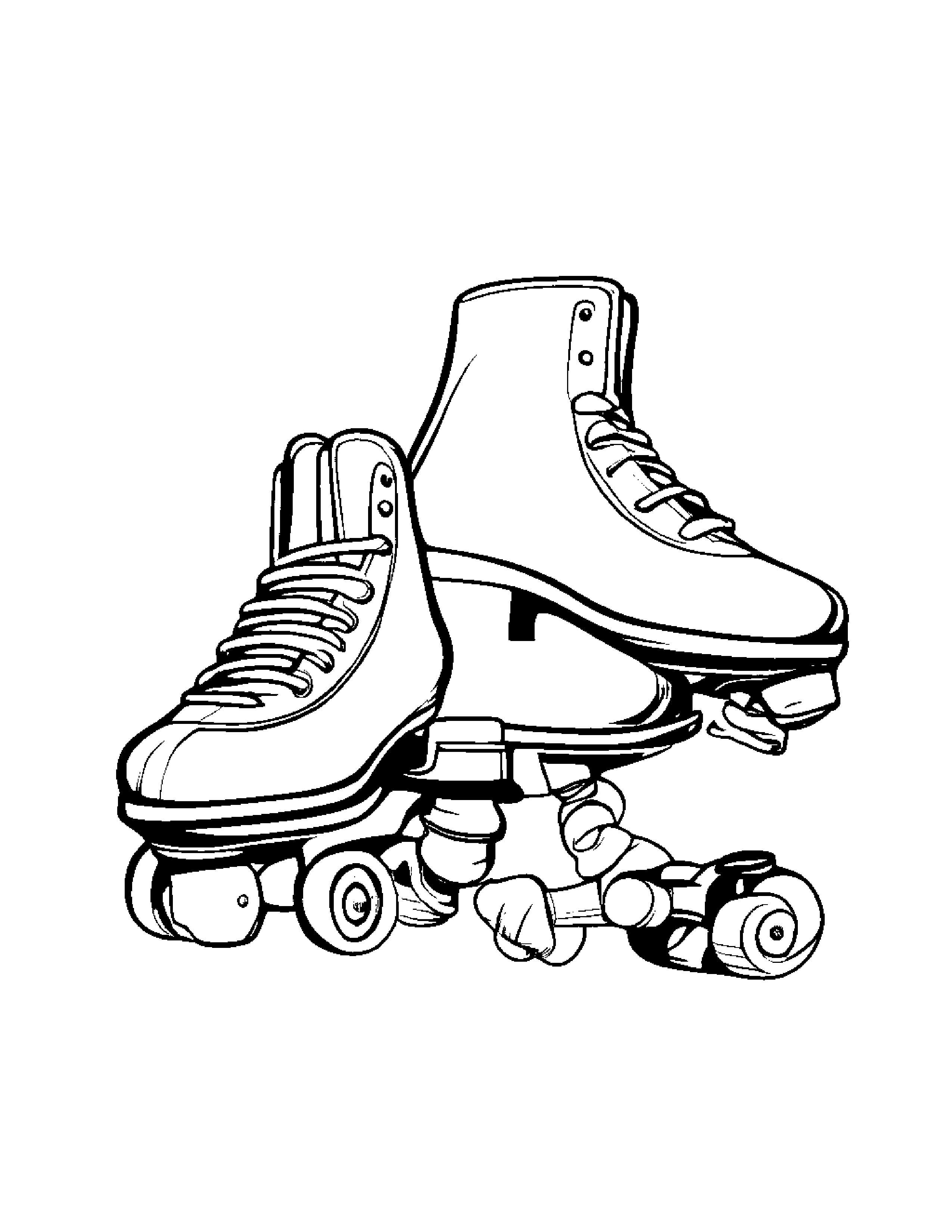 Roller Skates Sharing #5 Coloring Page (Free Printable PDF)