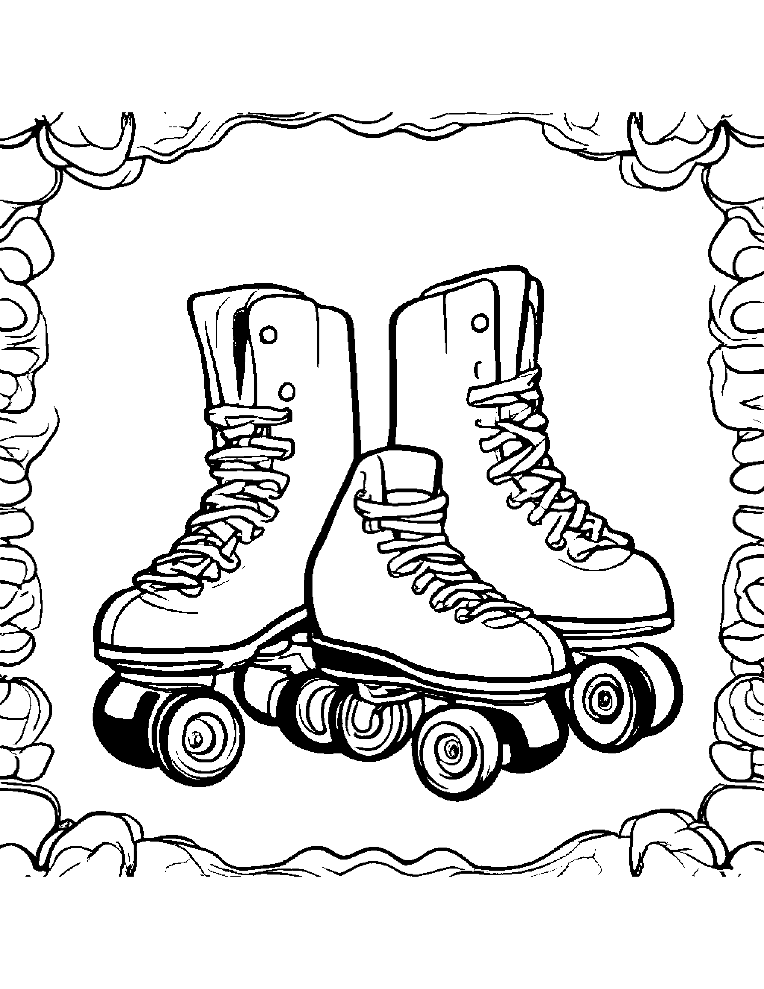 Roller Skates Sharing Coloring Page (Free Printable PDF)