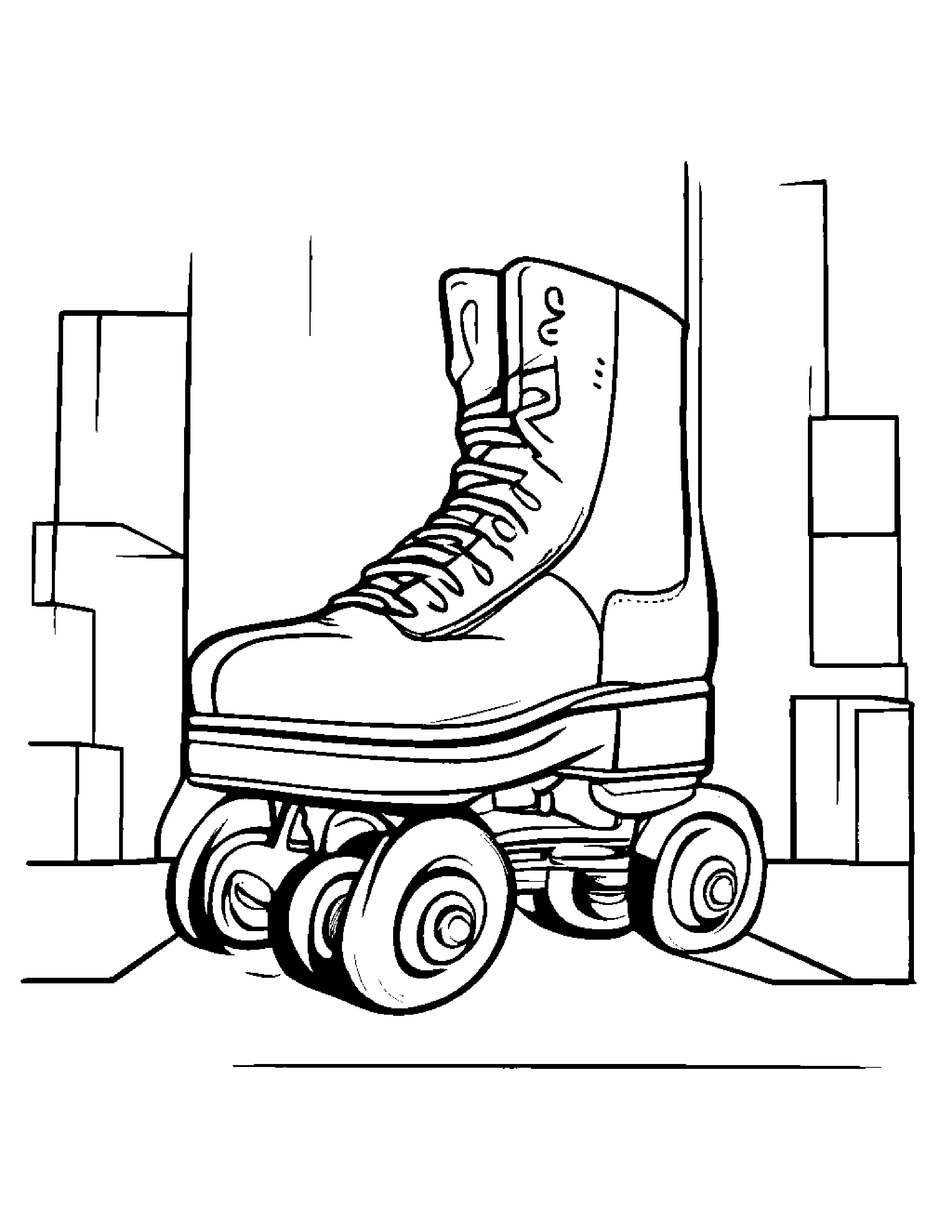 Roller Skates Stacking Blocks #2 Coloring Page (Free Printable PDF)