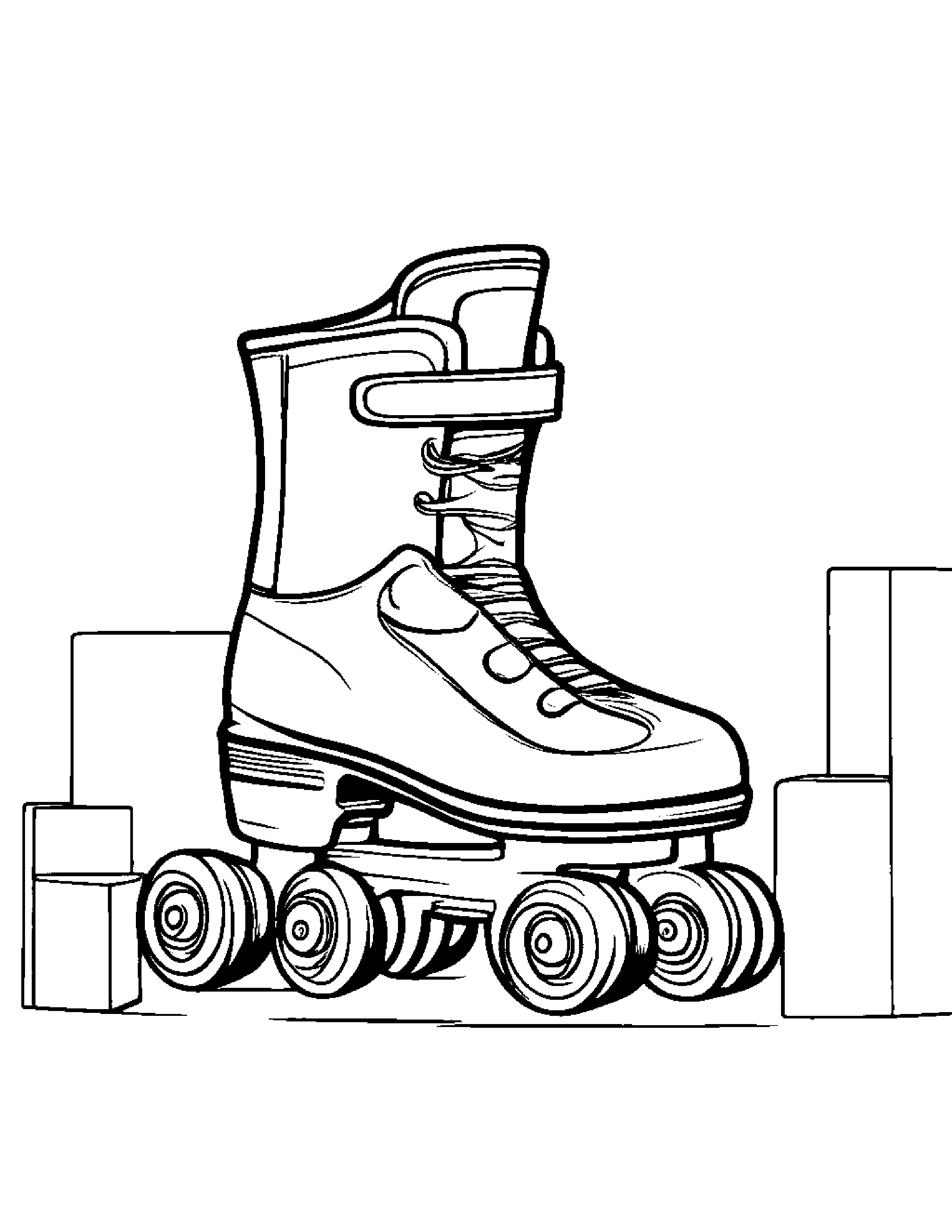 Roller Skates Stacking Blocks Coloring Page (Free Printable PDF)