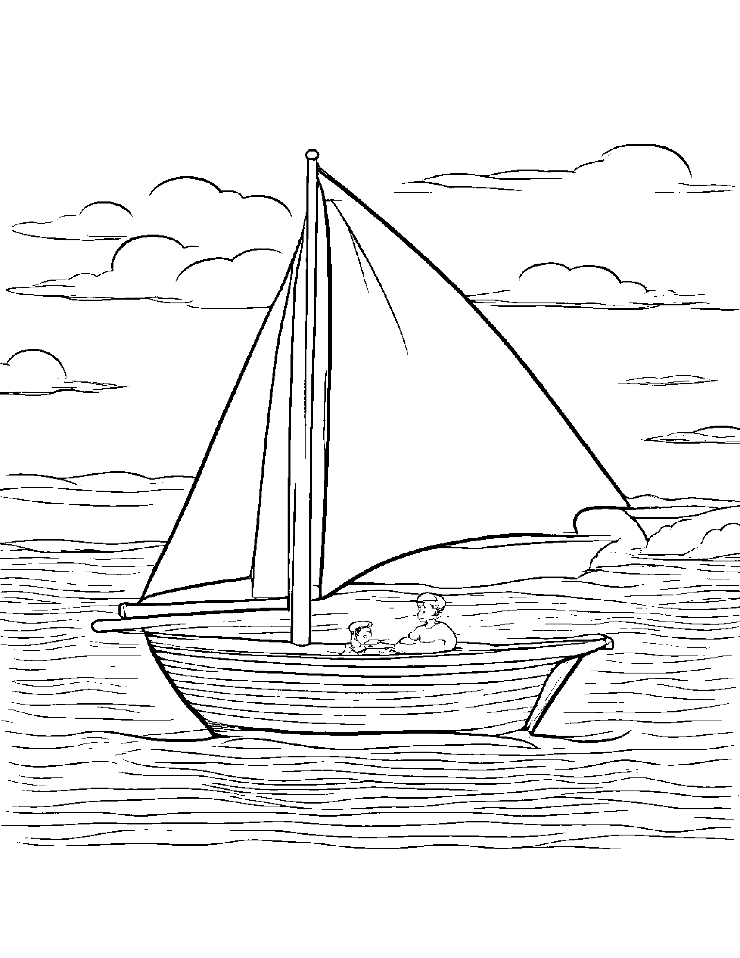 Sailboat Toy Reading A Storybook #2 Coloring Page (Free Printable PDF)