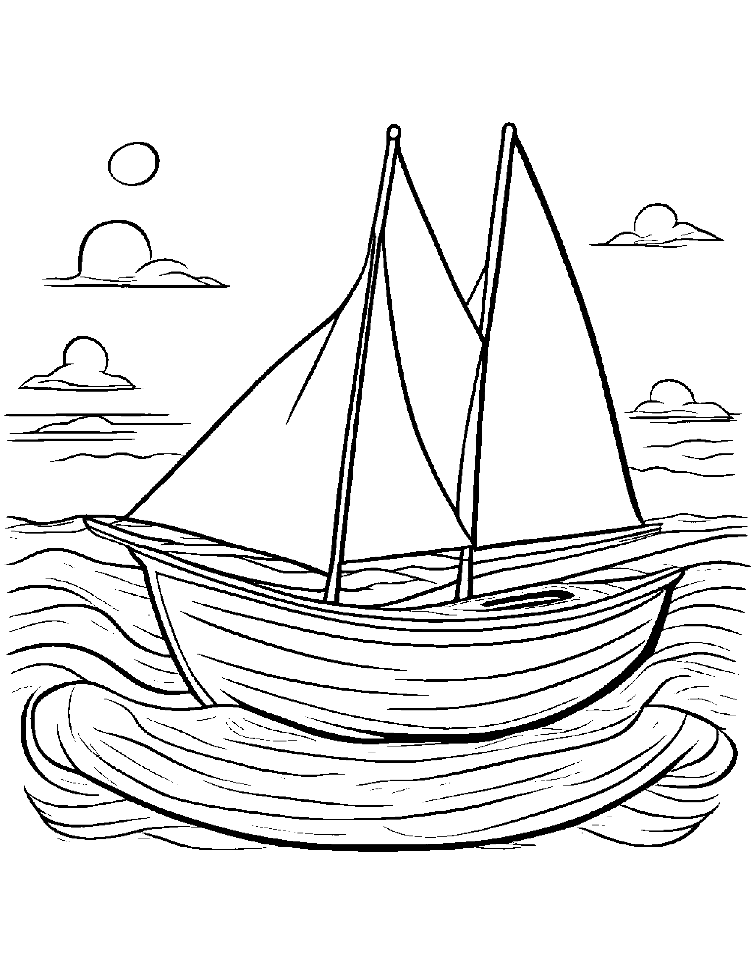 Sailboat Toy Reading A Storybook Coloring Page (Free Printable PDF)