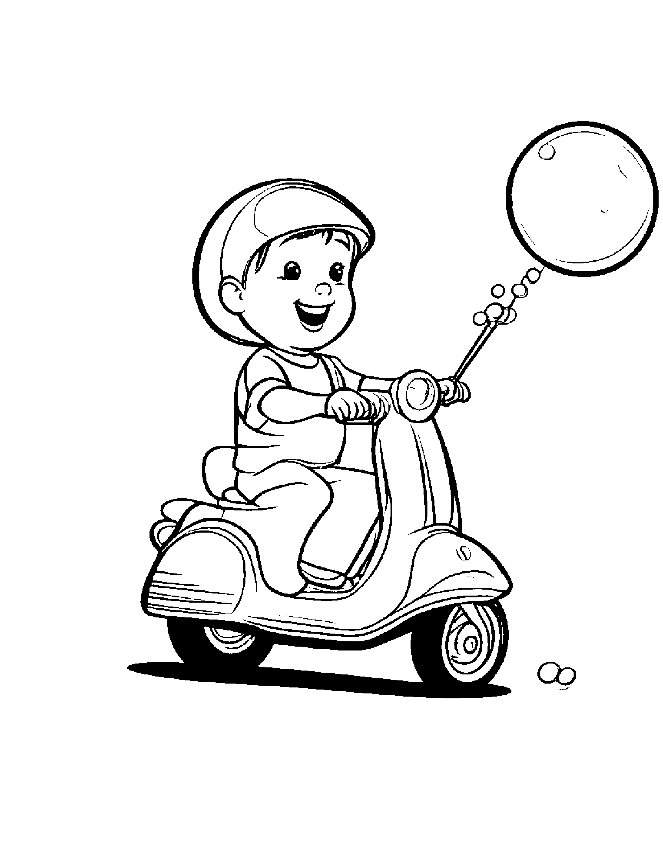 Scooter Blowing Bubbles #2 Coloring Page (Free Printable PDF)
