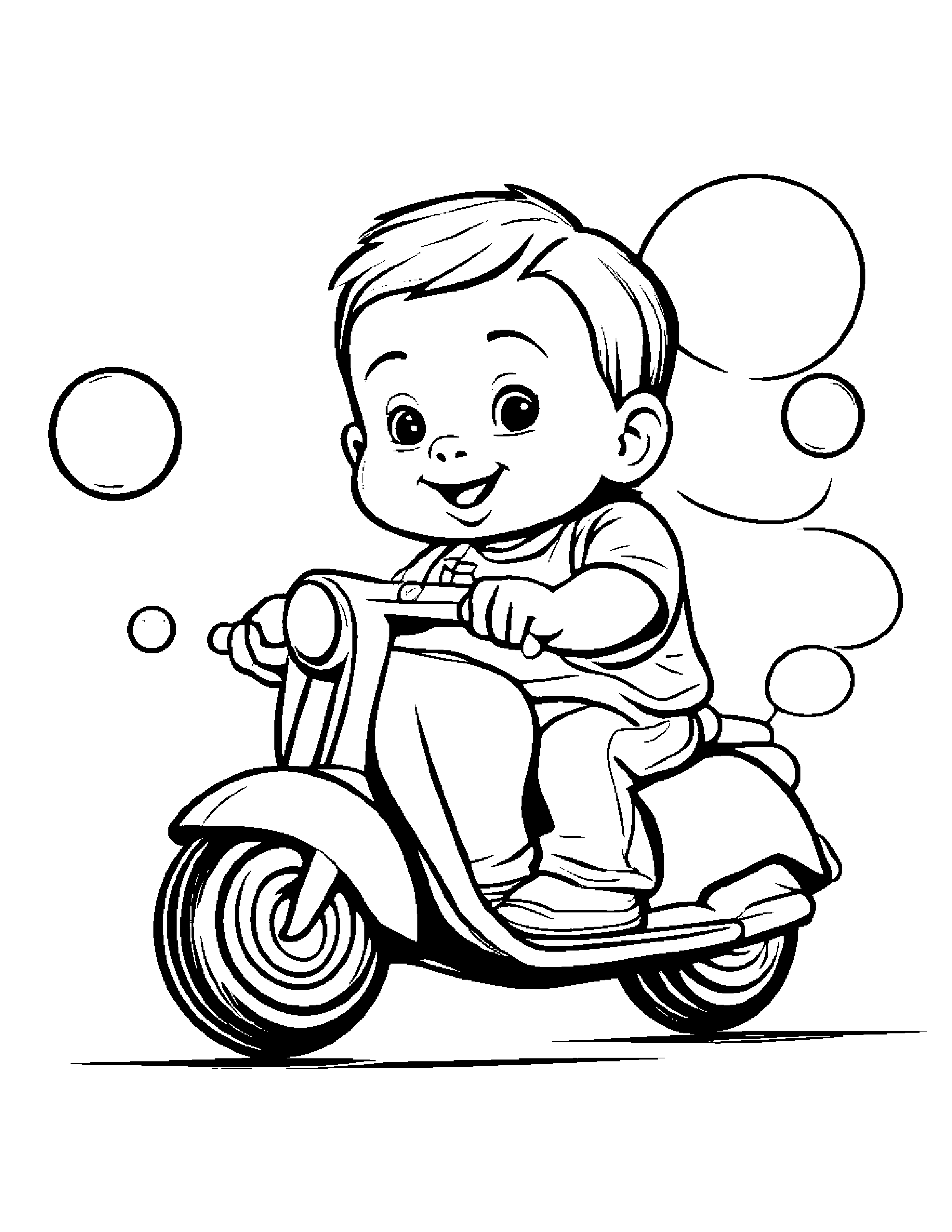 Scooter Blowing Bubbles #3 Coloring Page (Free Printable PDF)
