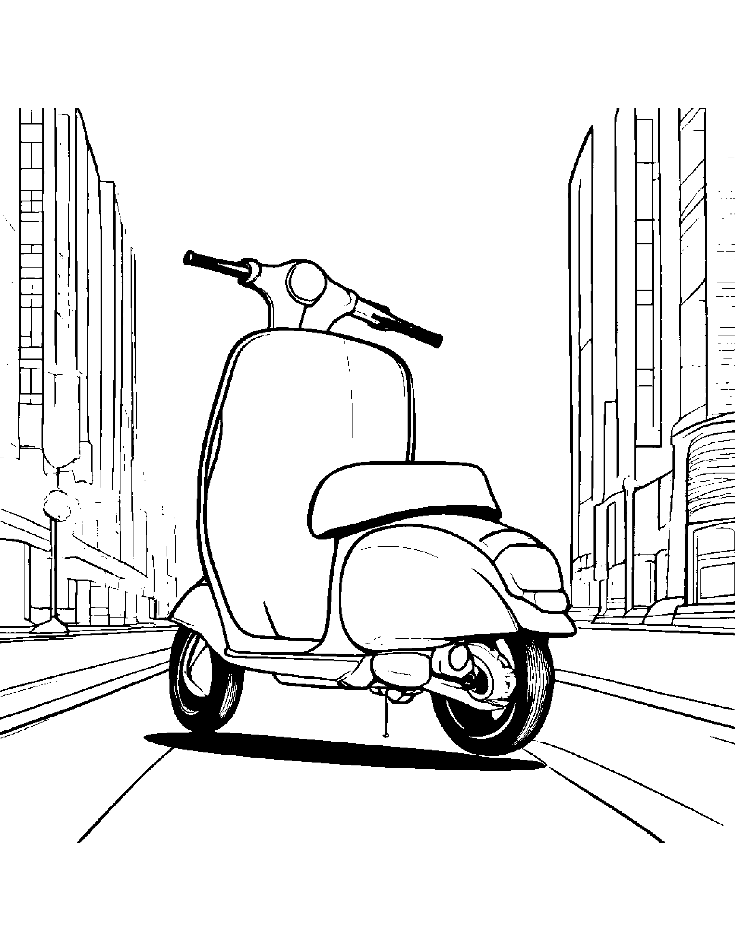 Scooter Sharing #2 Coloring Page (Free Printable PDF)