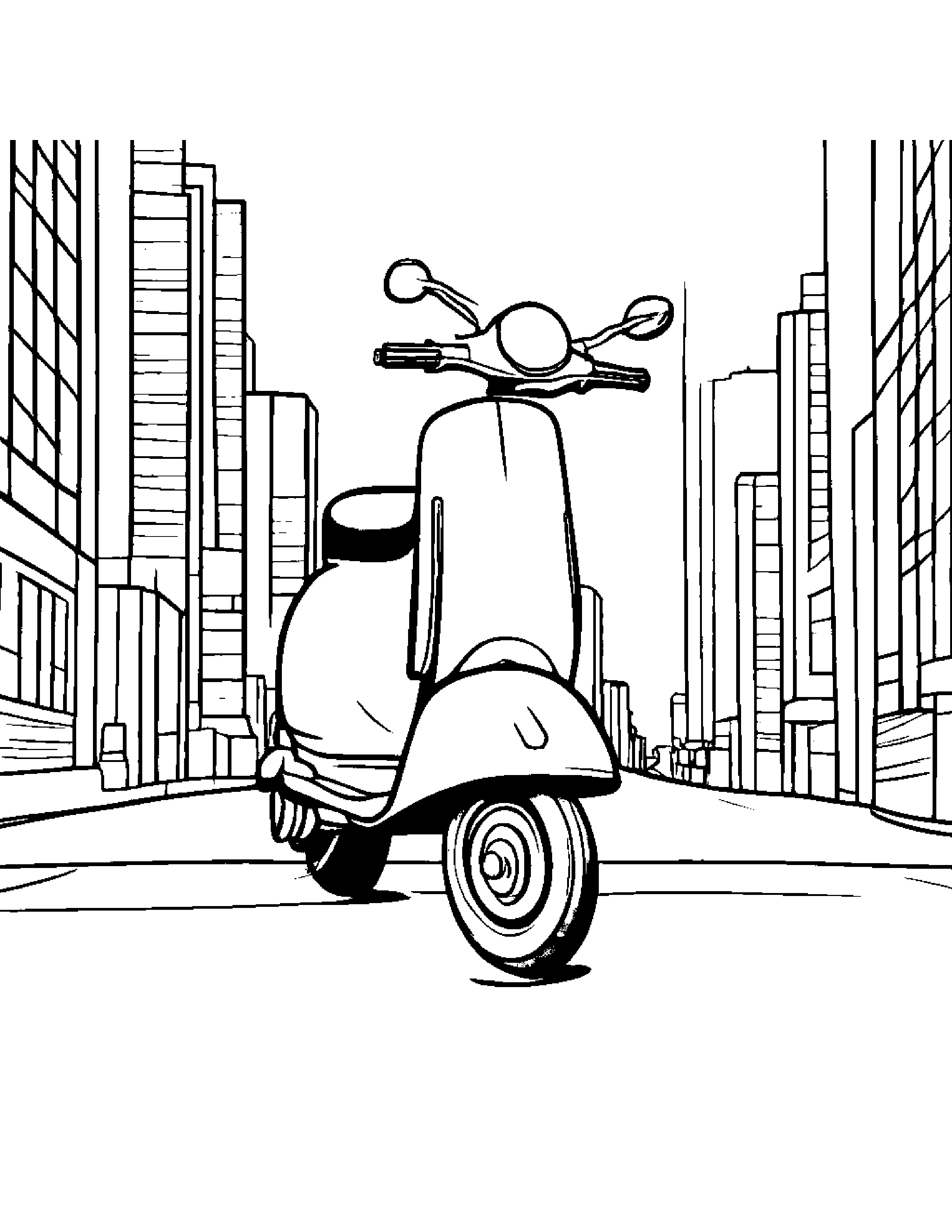 Scooter Sharing Coloring Page (Free Printable PDF)