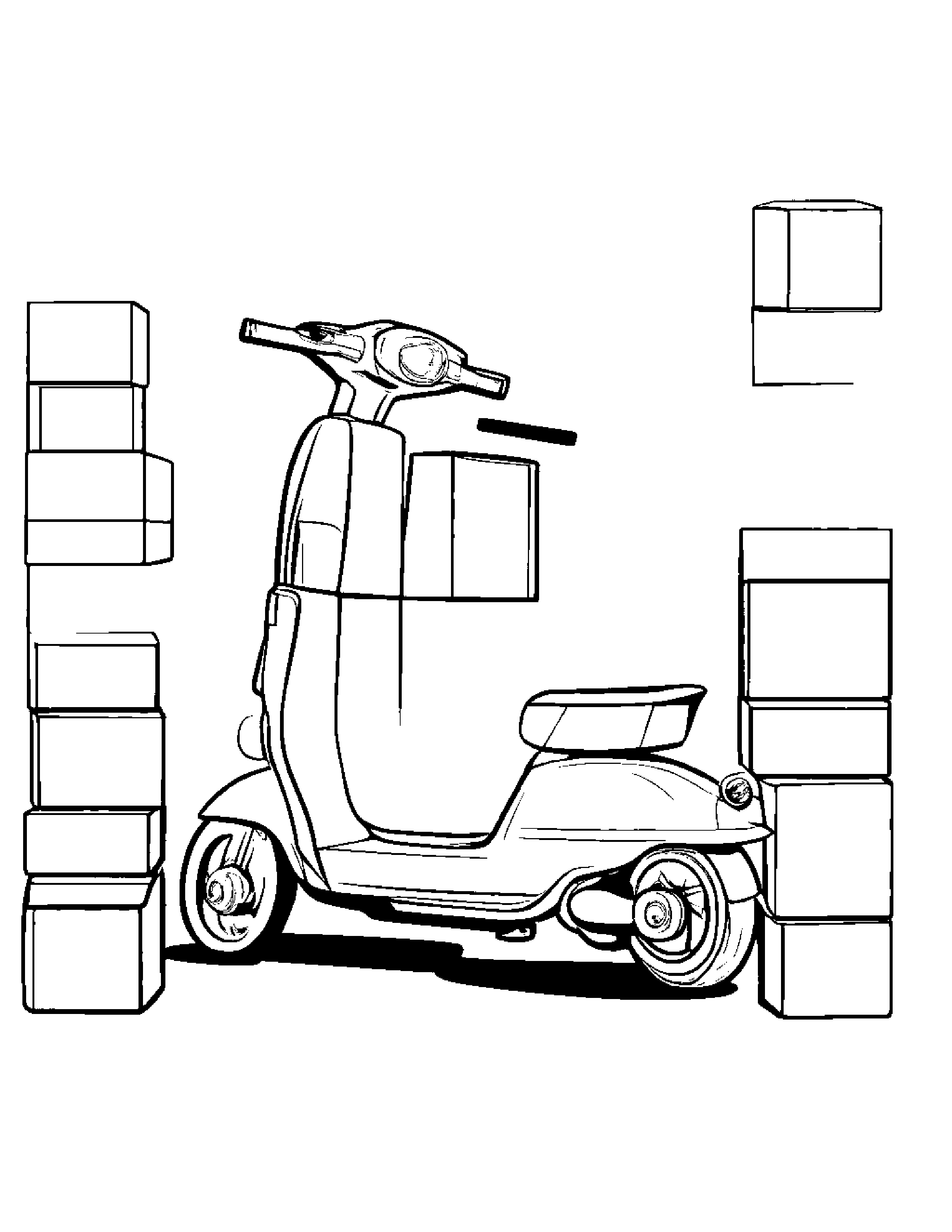 Scooter Stacking Blocks #2 Coloring Page (Free Printable PDF)