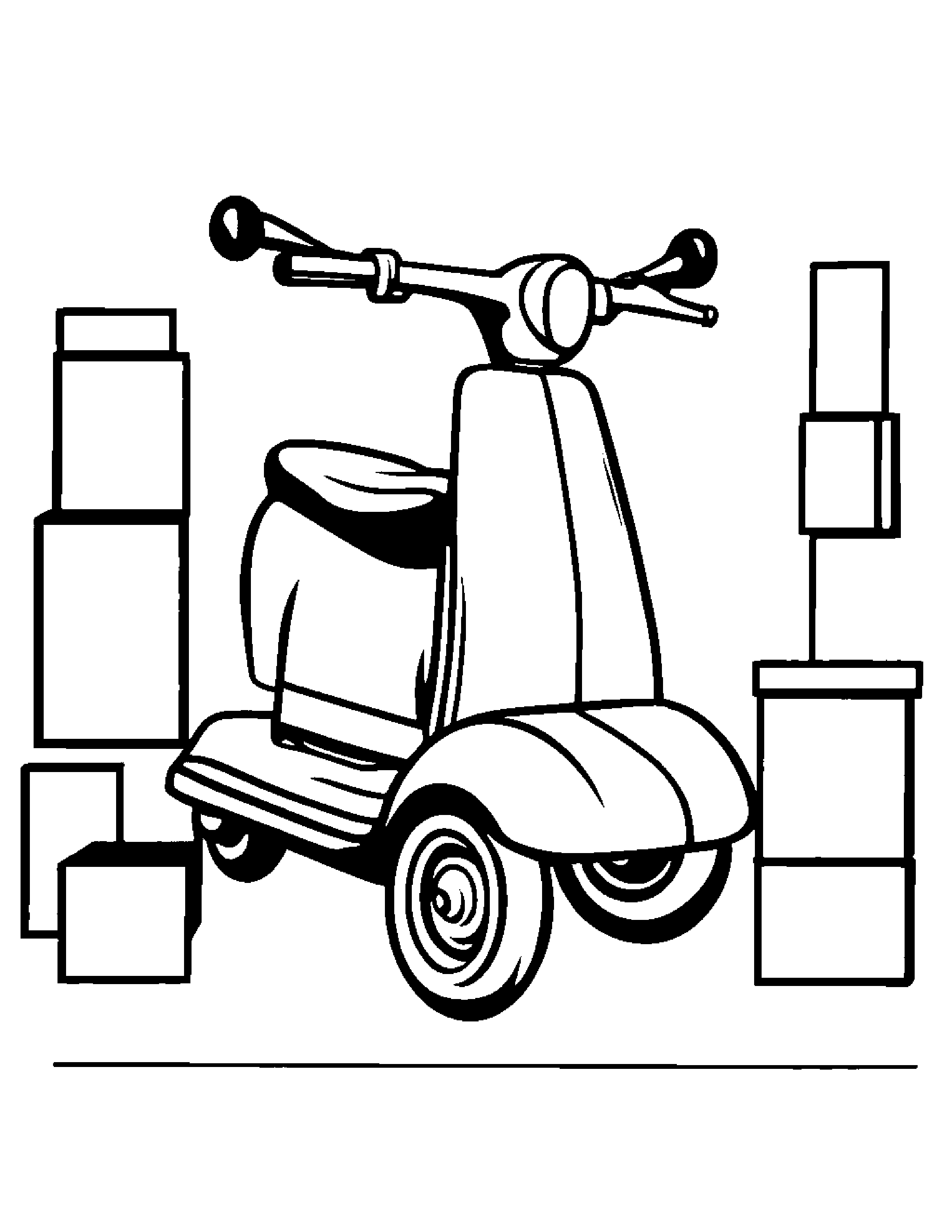 Scooter Stacking Blocks Coloring Page (Free Printable PDF)