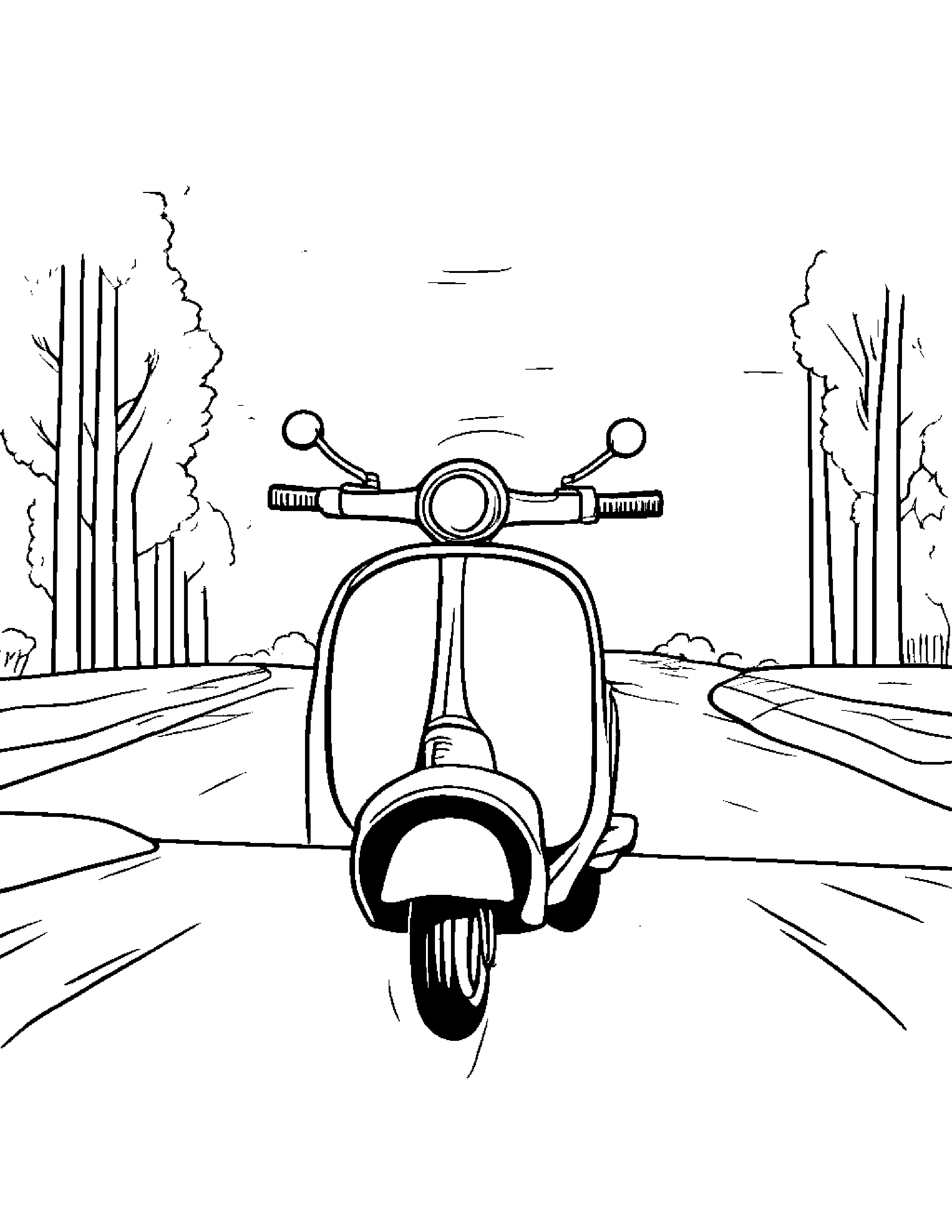 Shovel Riding A Scooter #2 Coloring Page (Free Printable PDF)