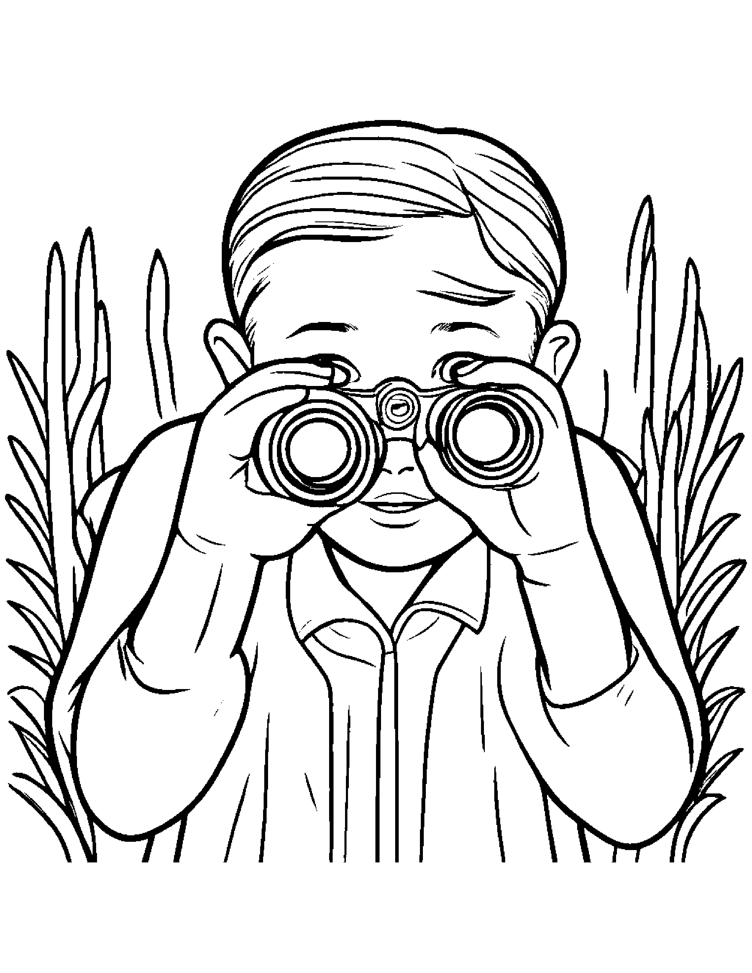 Shy Binoculars #2 Coloring Page (Free Printable PDF)
