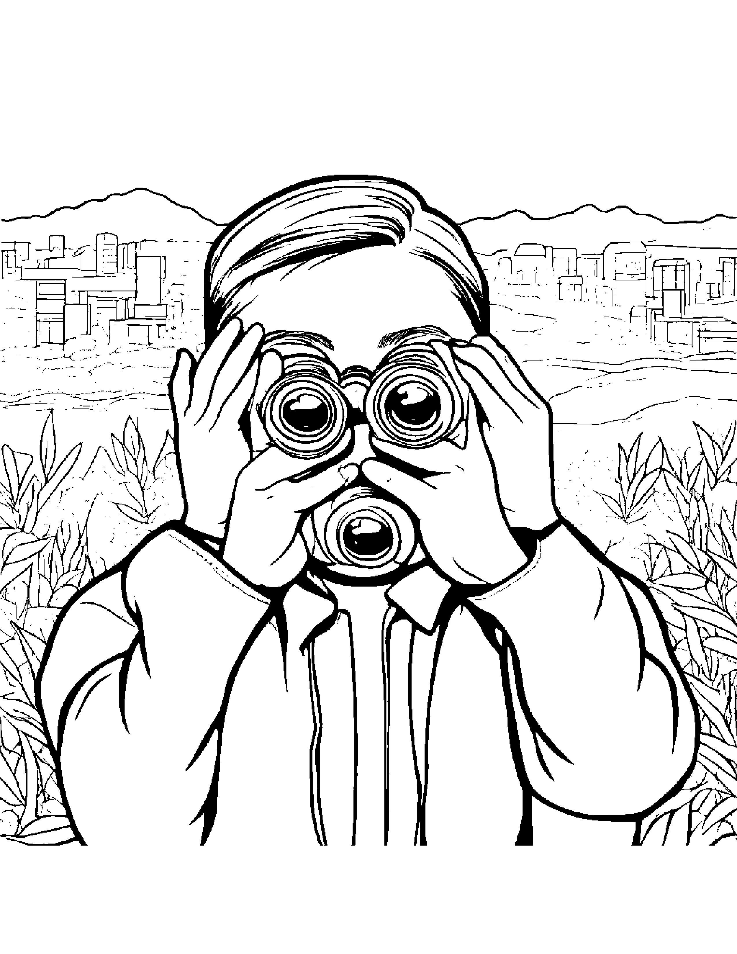 Shy Binoculars #4 Coloring Page (Free Printable PDF)