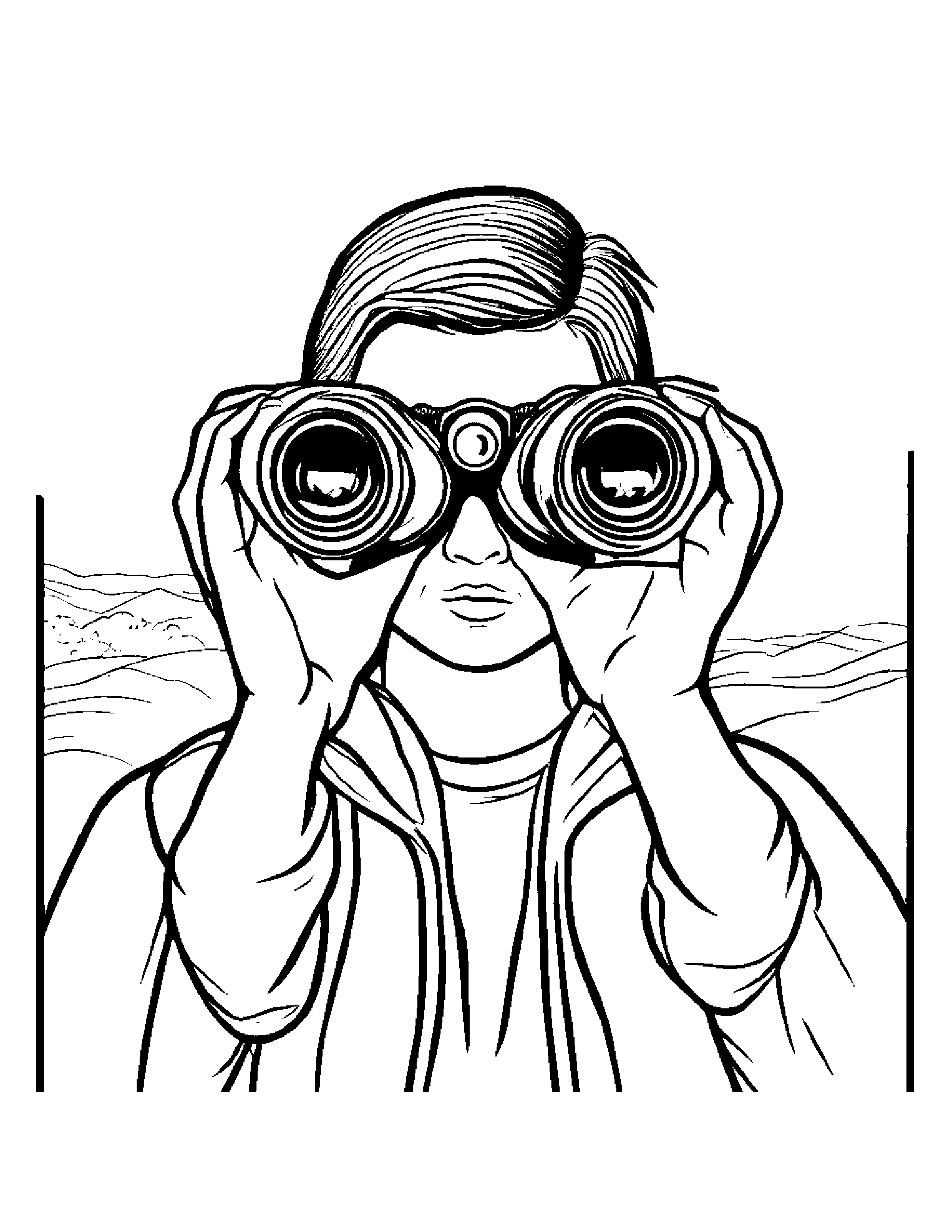 Shy Binoculars #5 Coloring Page (Free Printable PDF)