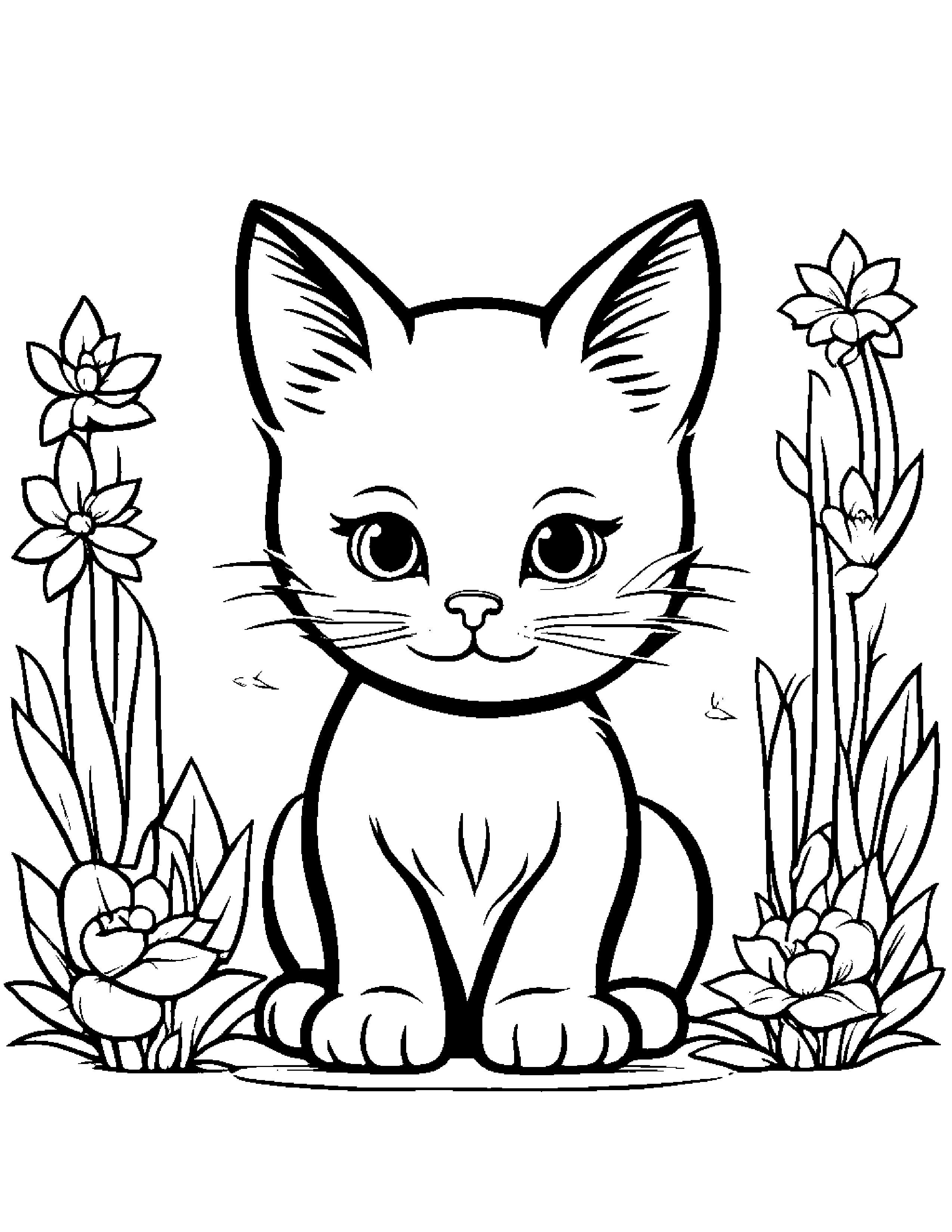 Sunny Kitty Coloring Page (Free Printable PDF)