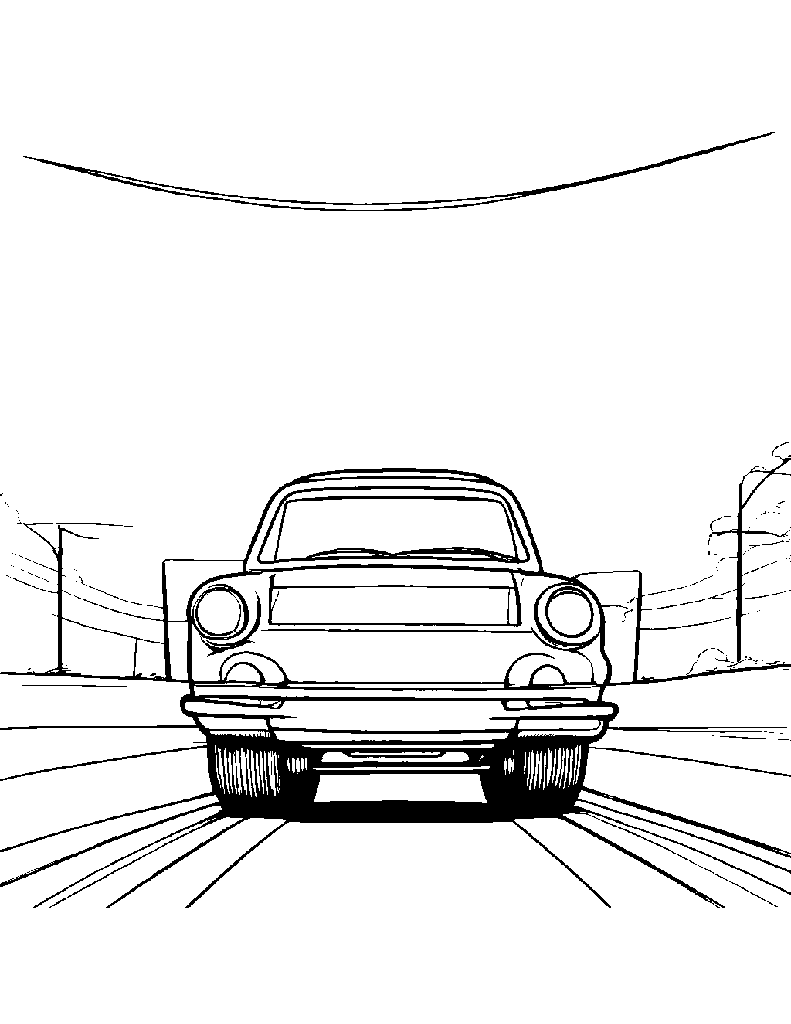 Toy Car Balancing On A Line #2 Coloring Page (Free Printable PDF)