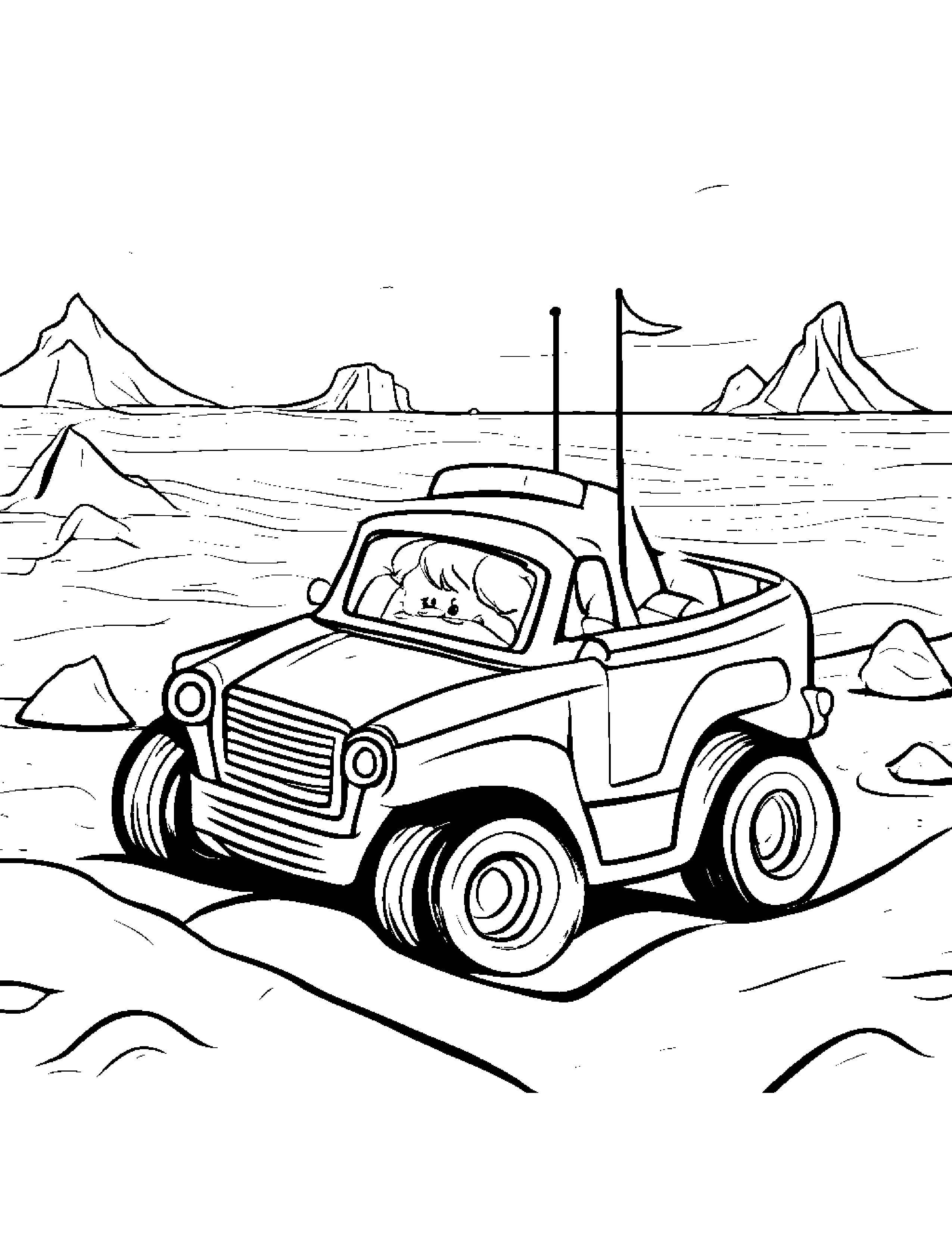 Toy Car Building A Sandcastle By A Reading Nook Coloring Page (Free Printable PDF)