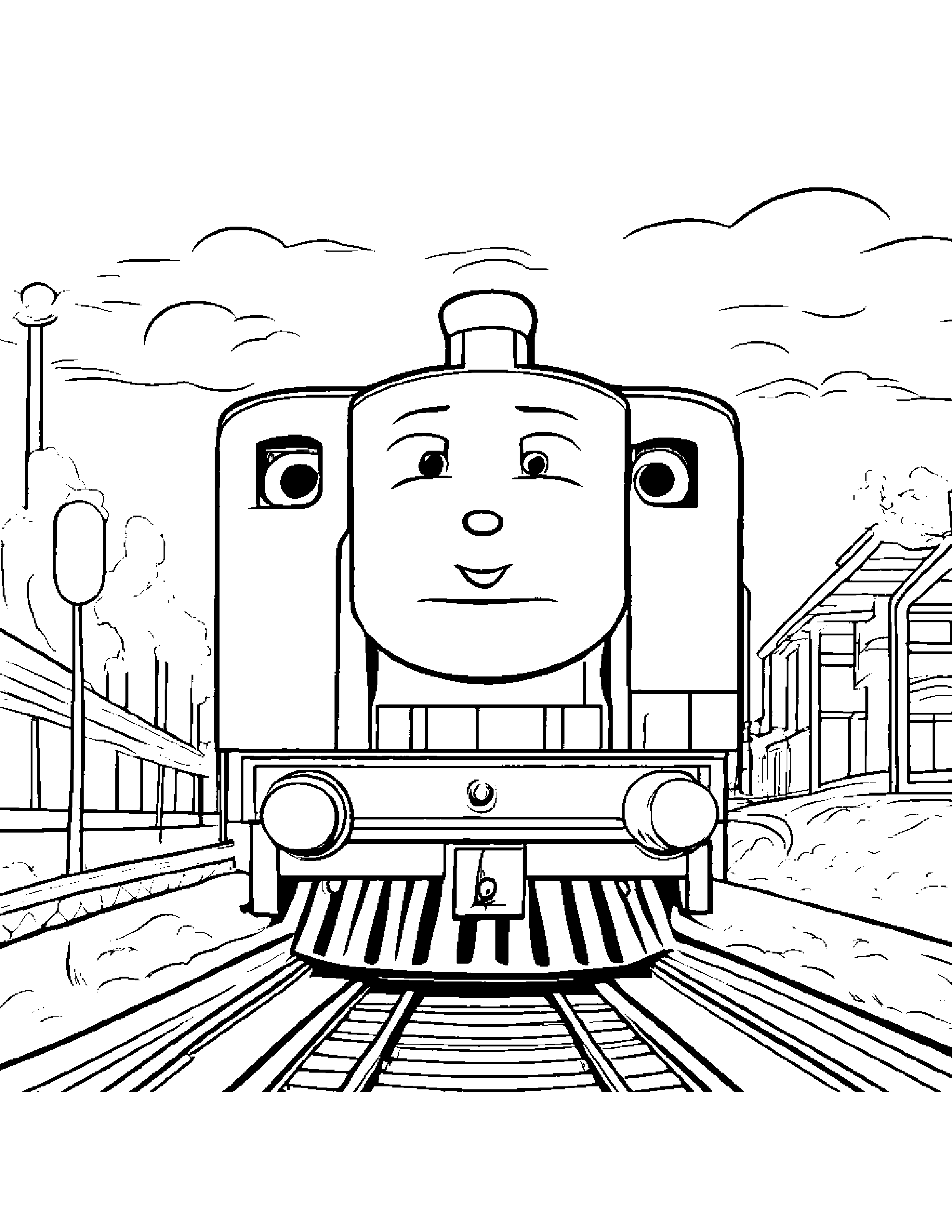 Train Toy Making Silly Faces #2 Coloring Page (Free Printable PDF)