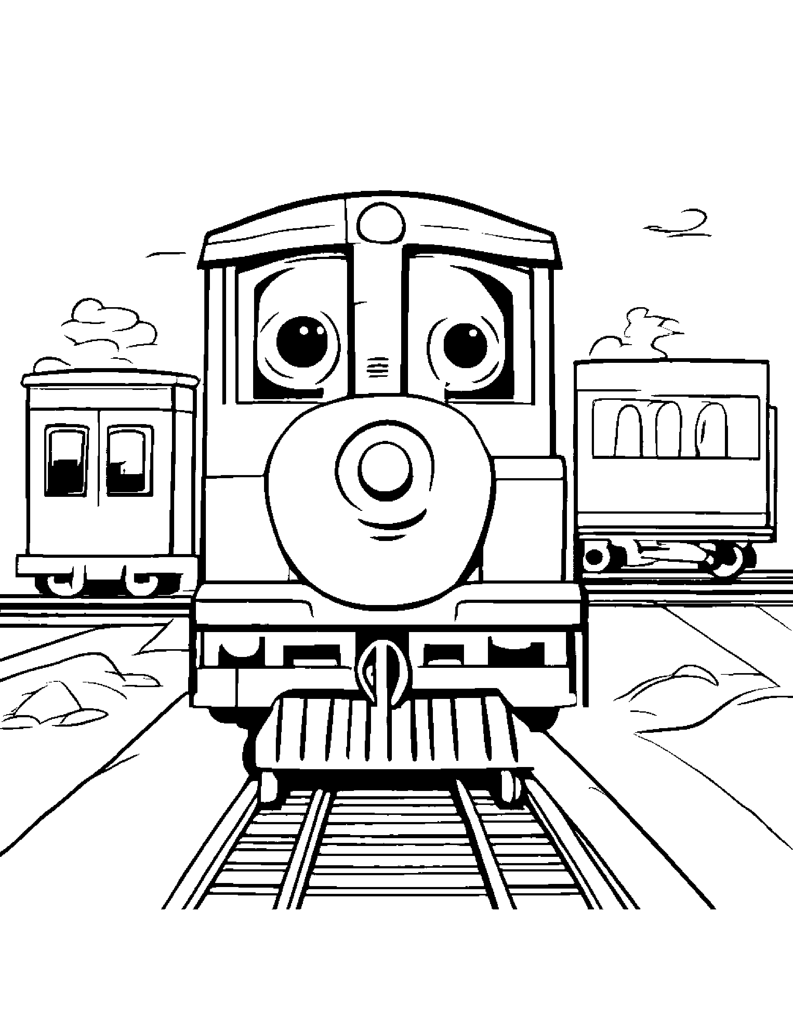Train Toy Making Silly Faces #3 Coloring Page (Free Printable PDF)
