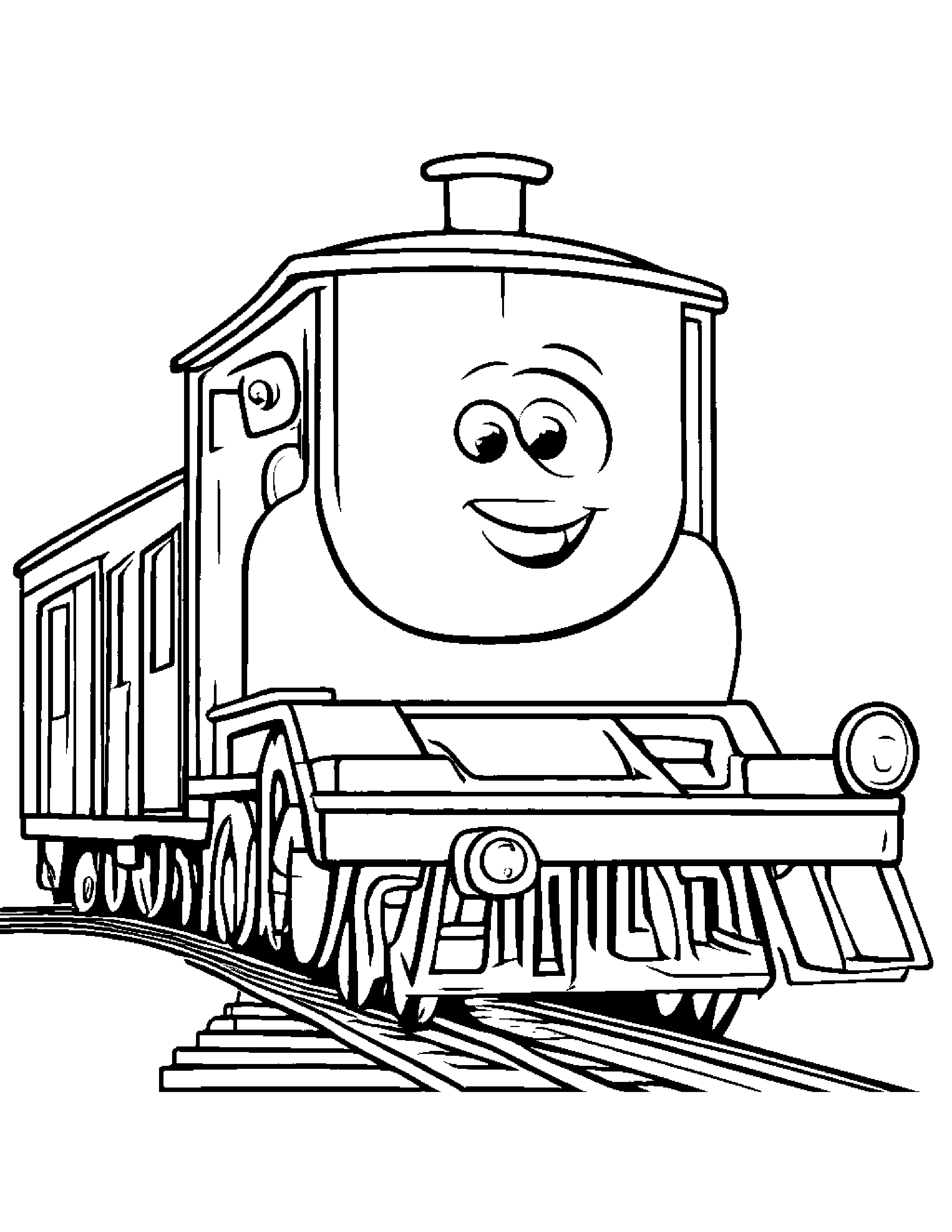 Train Toy Making Silly Faces Coloring Page (Free Printable PDF)