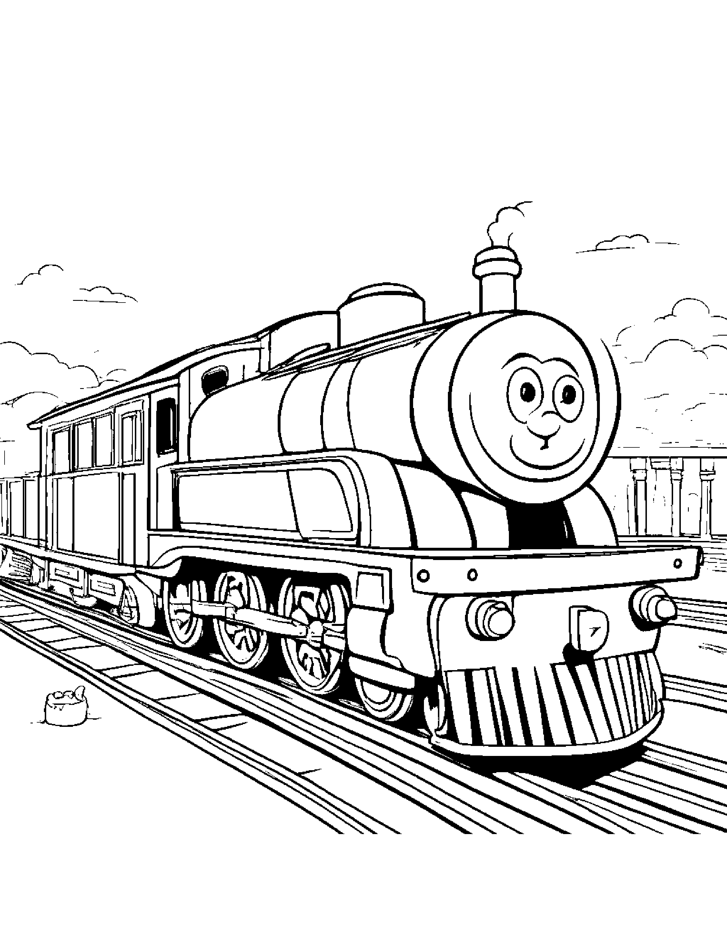 Train Toy Playing Pat-A-Cake #5 Coloring Page (Free Printable PDF)