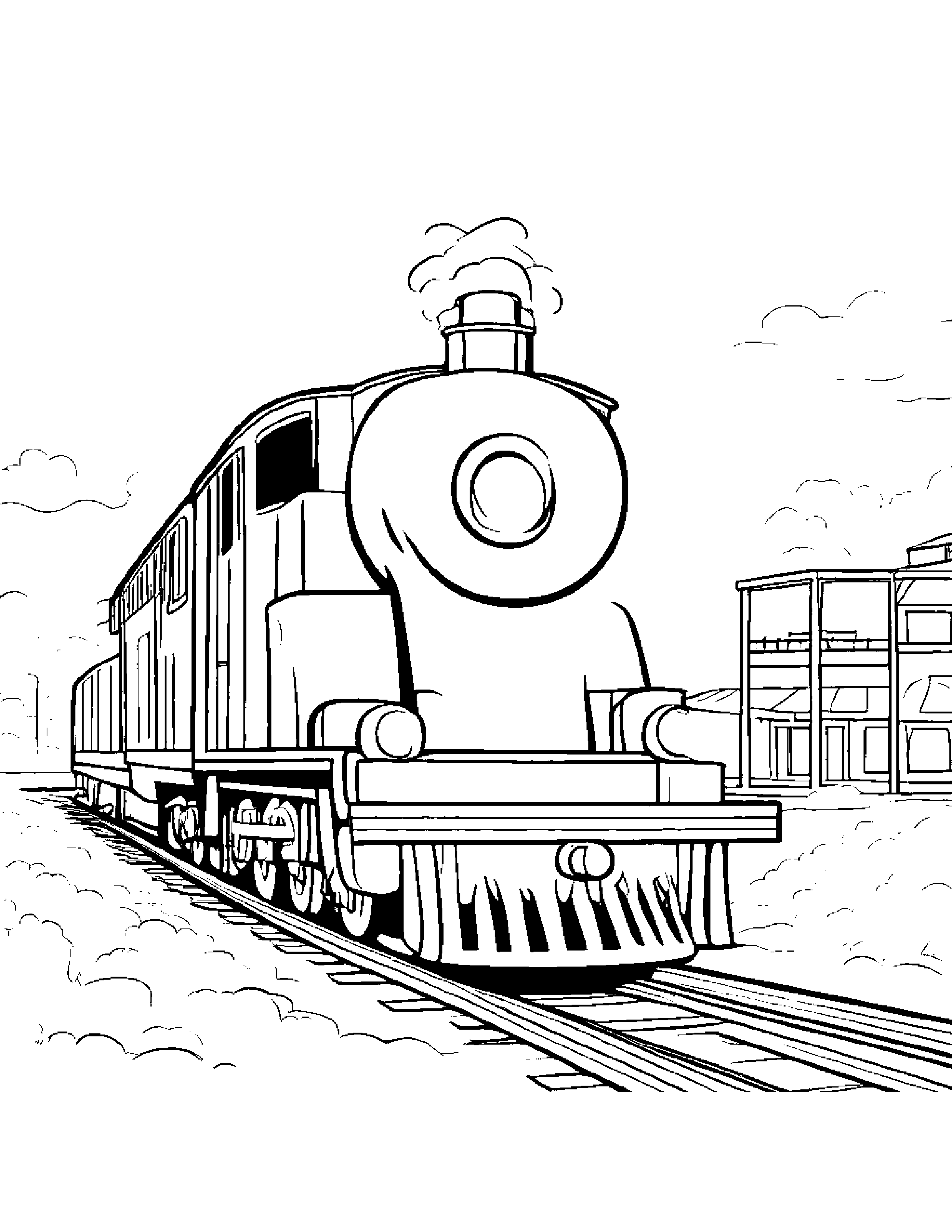 Train Toy Playing Pat-A-Cake Coloring Page (Free Printable PDF)