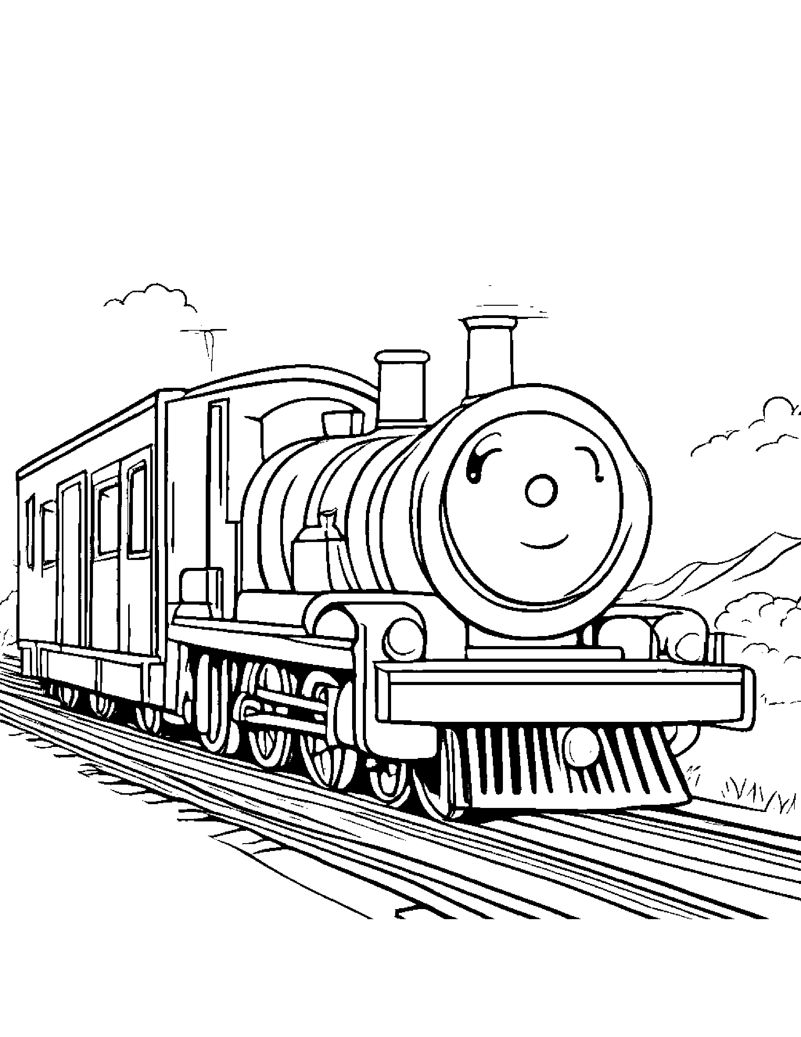 Train Toy Tidying Toys Coloring Page (Free Printable PDF)