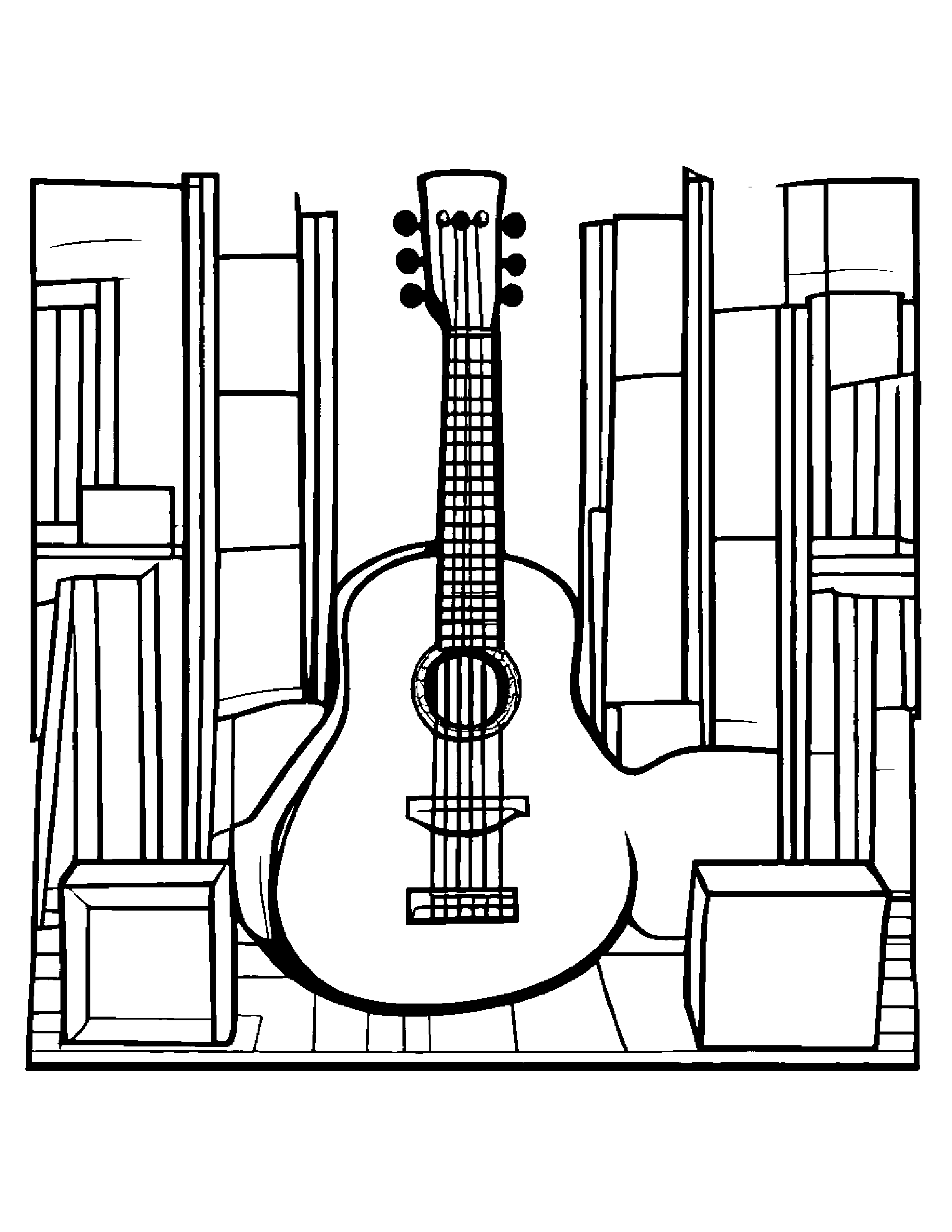 Ukulele Stacking Blocks #2 Coloring Page (Free Printable PDF)