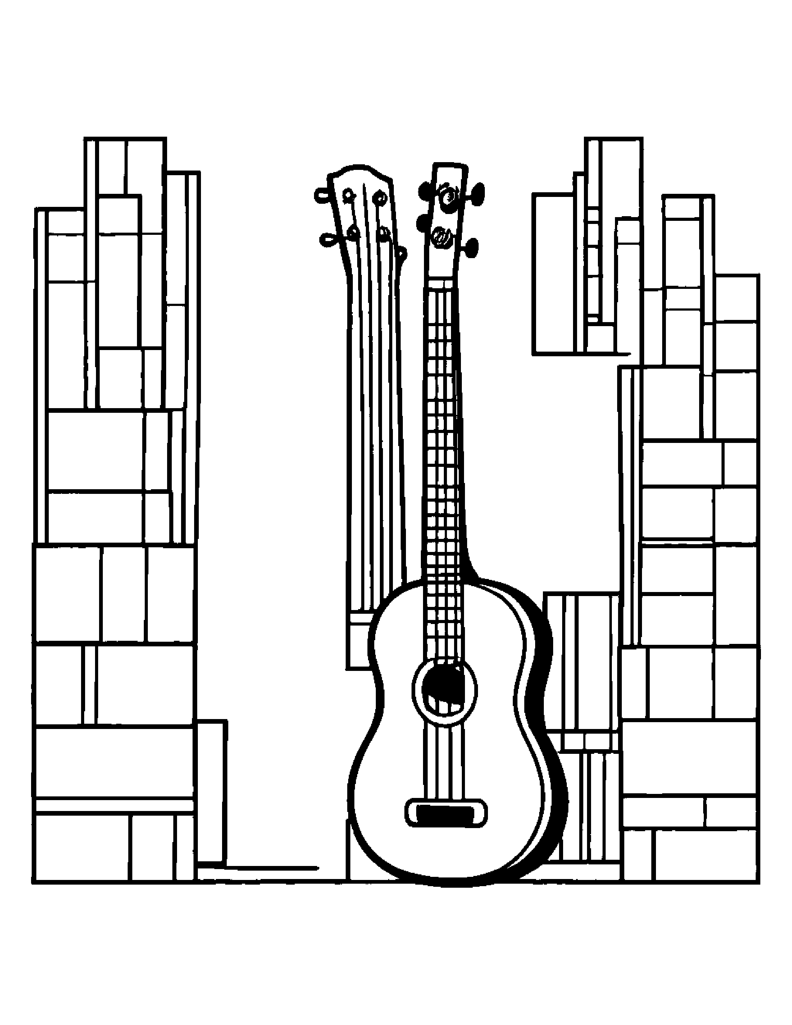 Ukulele Stacking Blocks #3 Coloring Page (Free Printable PDF)