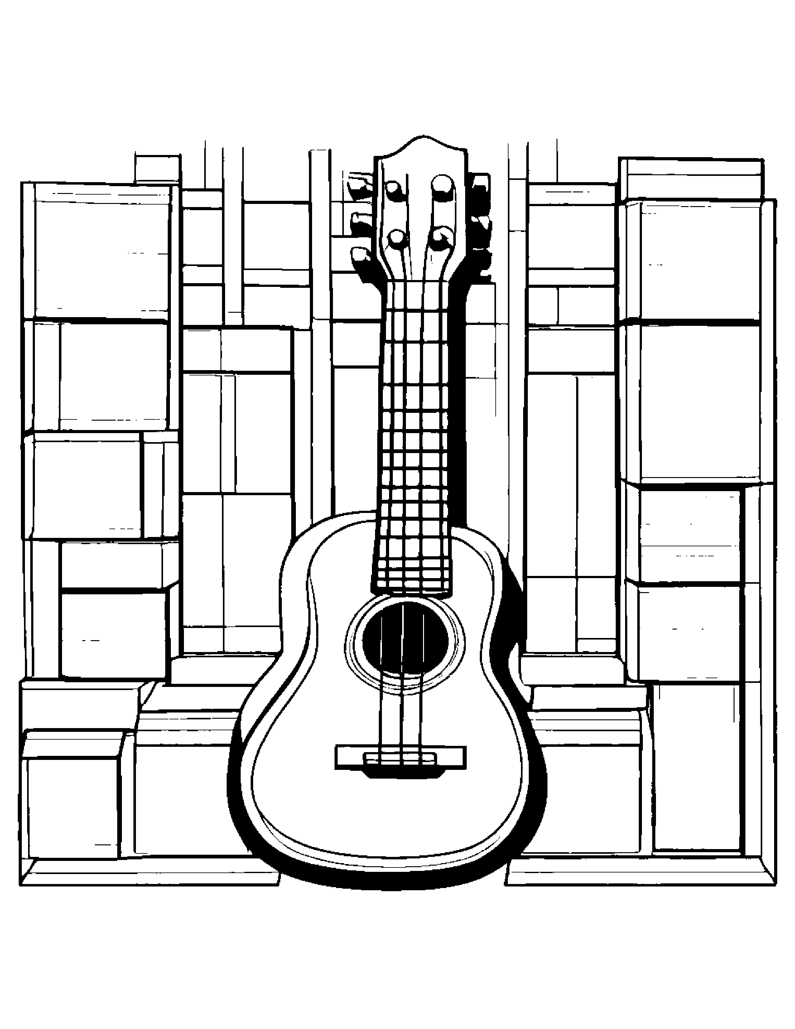 Ukulele Stacking Blocks Coloring Page (Free Printable PDF)