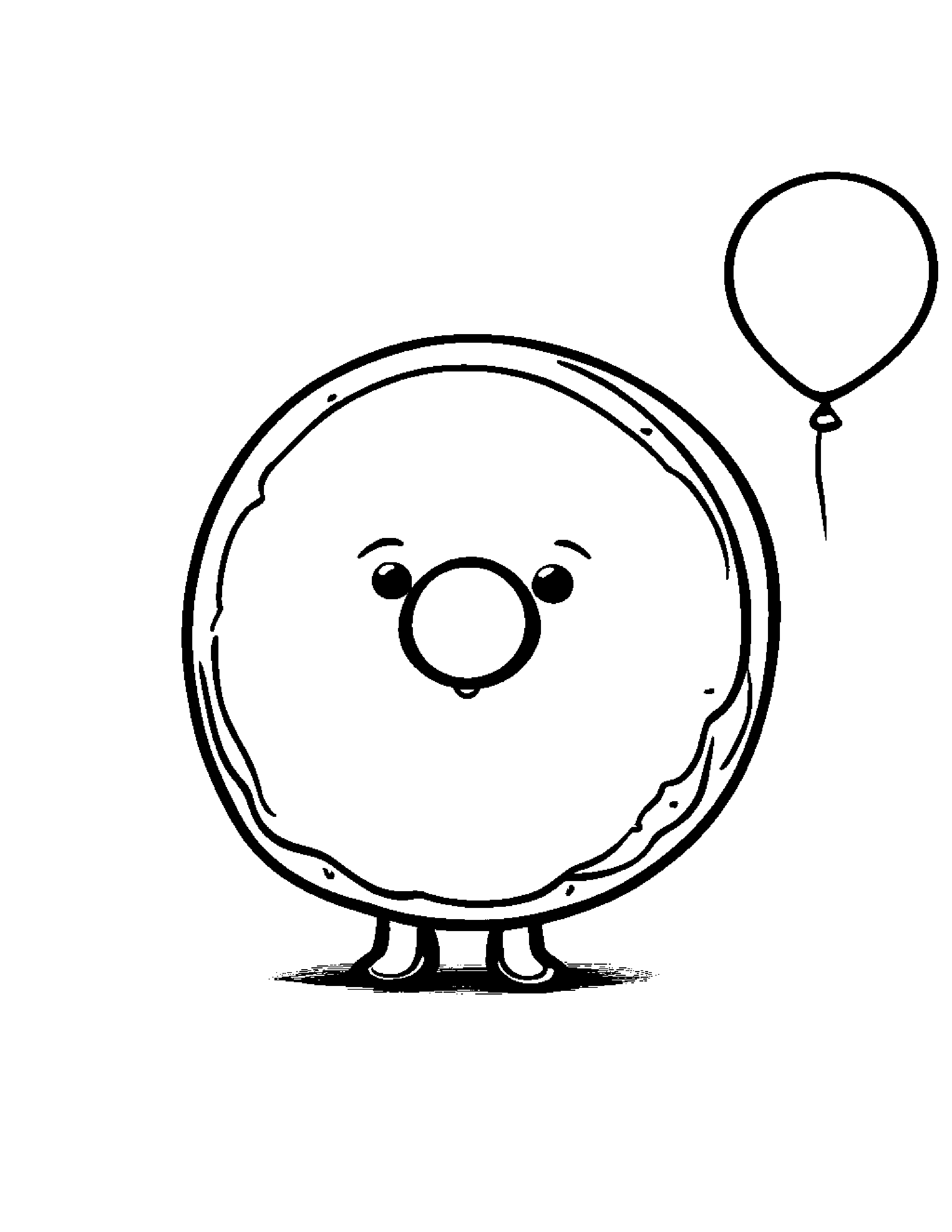 Baby Donut With Balloon Coloring Page (Free Printable PDF)