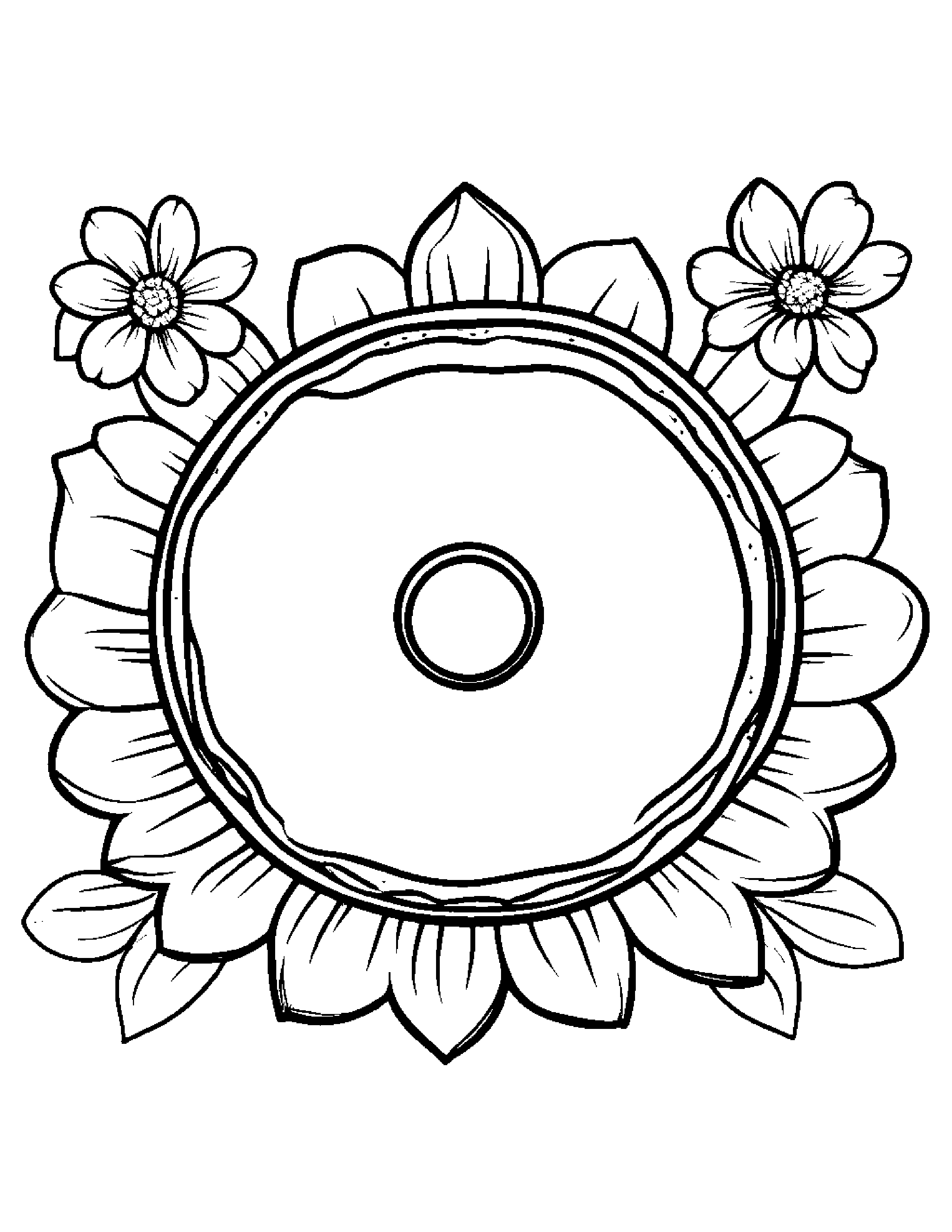 Donut With A Flower Coloring Page (Free Printable PDF)
