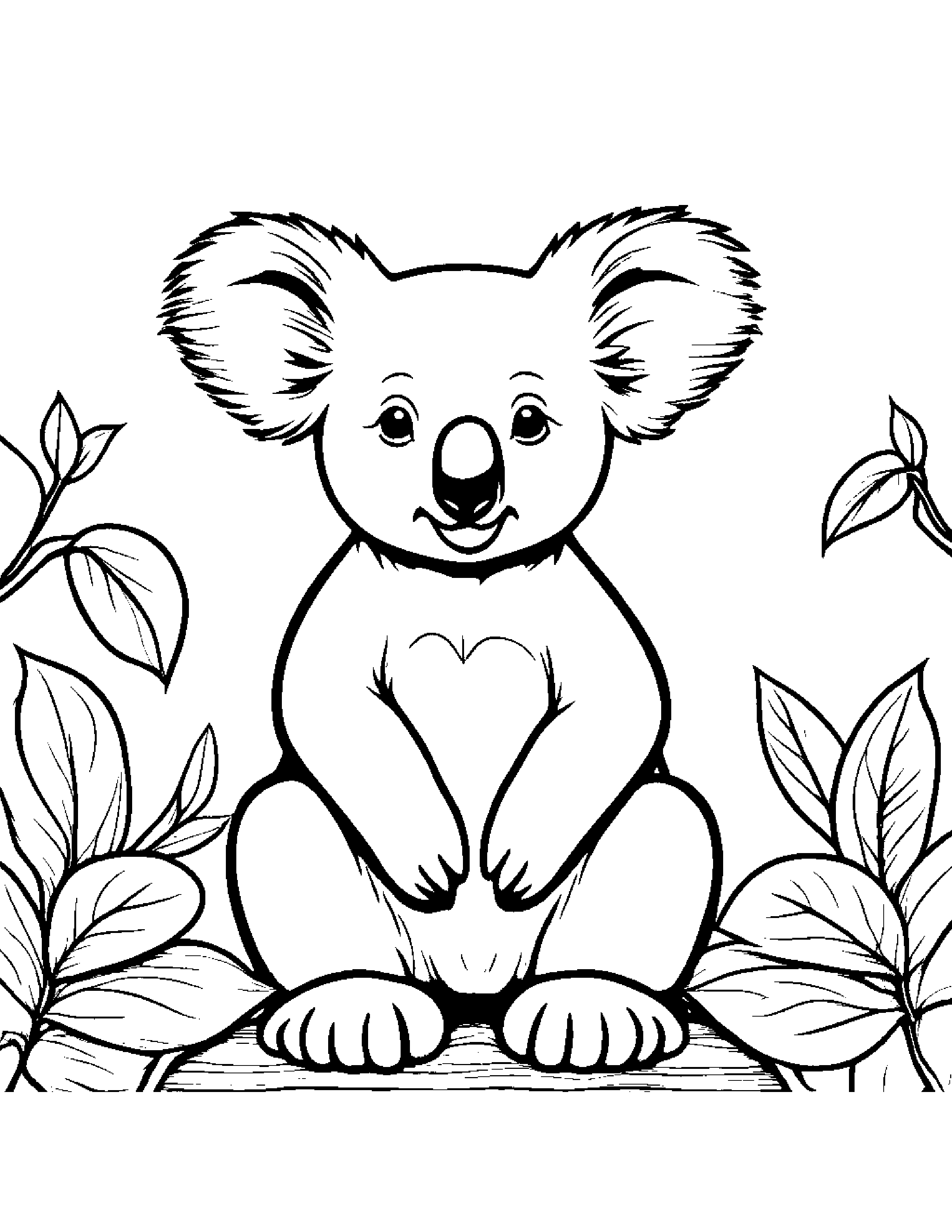 Gentle Koala #2 Coloring Page (Free Printable PDF)