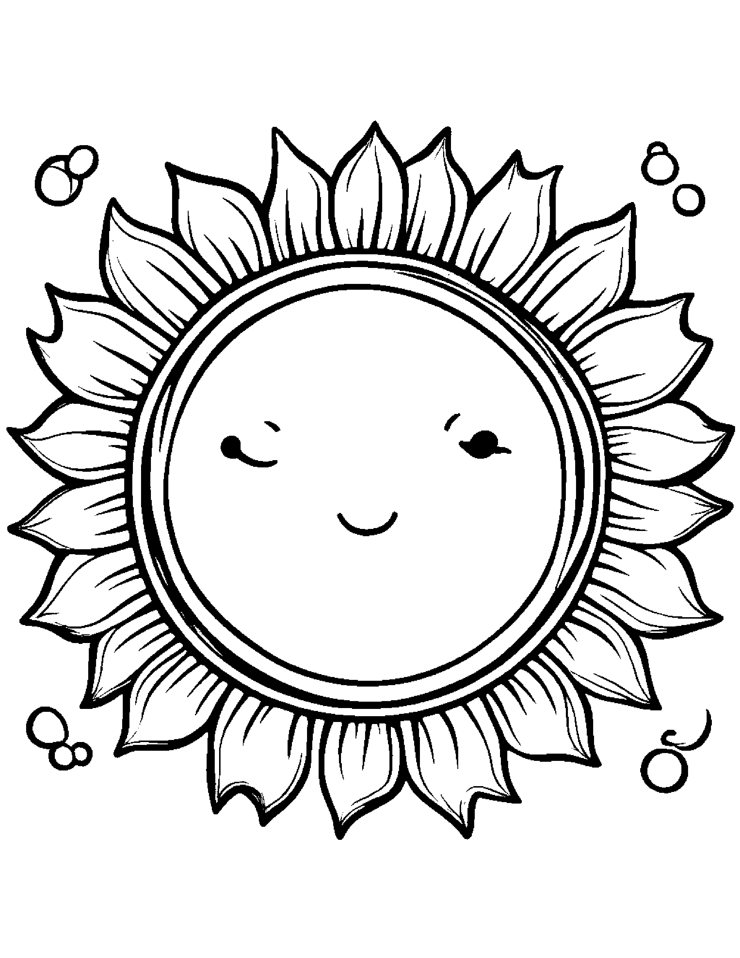 Little Sun With Scarf Coloring Page (Free Printable PDF)