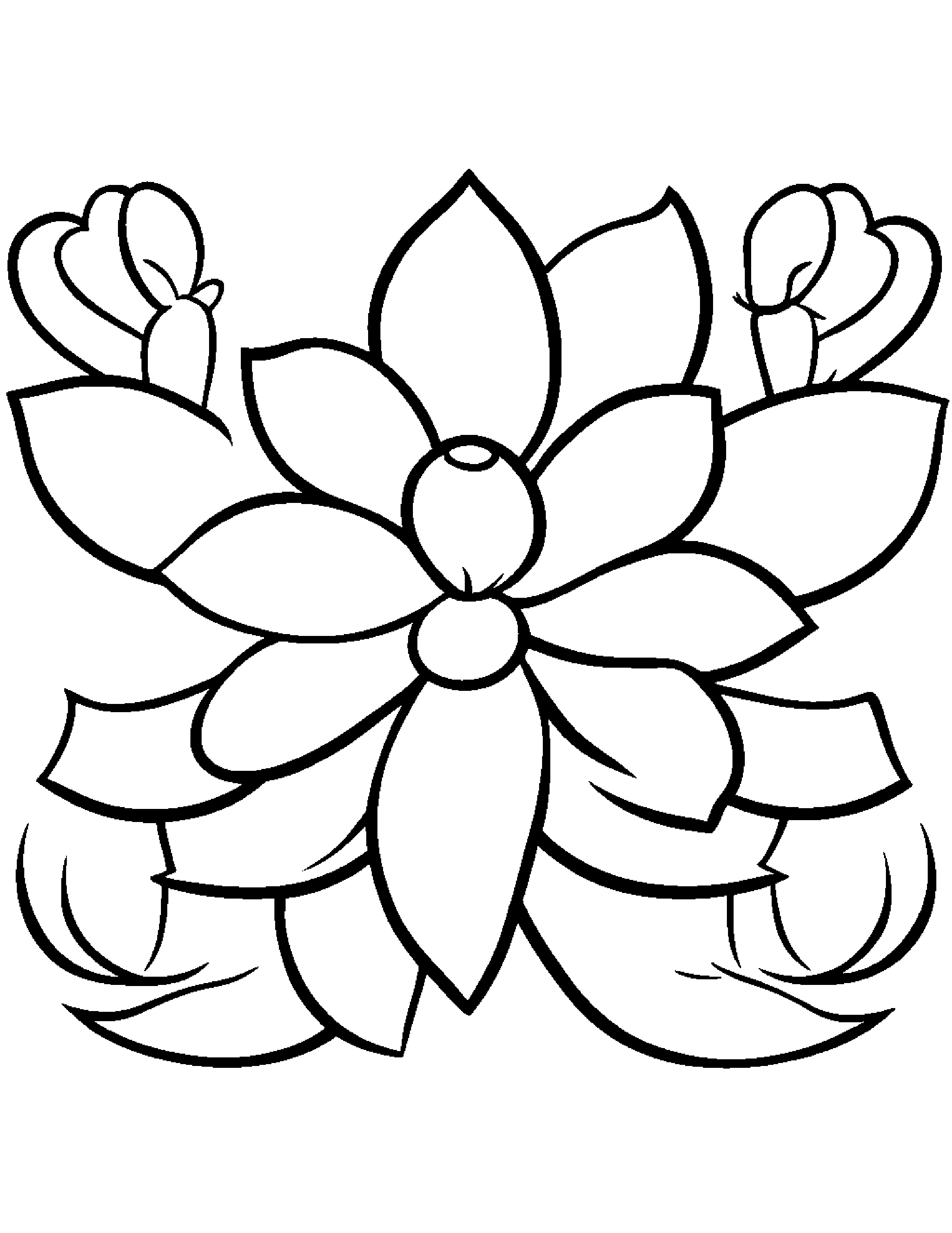 Happy Flower With A Bow Coloring Page (Free Printable PDF)