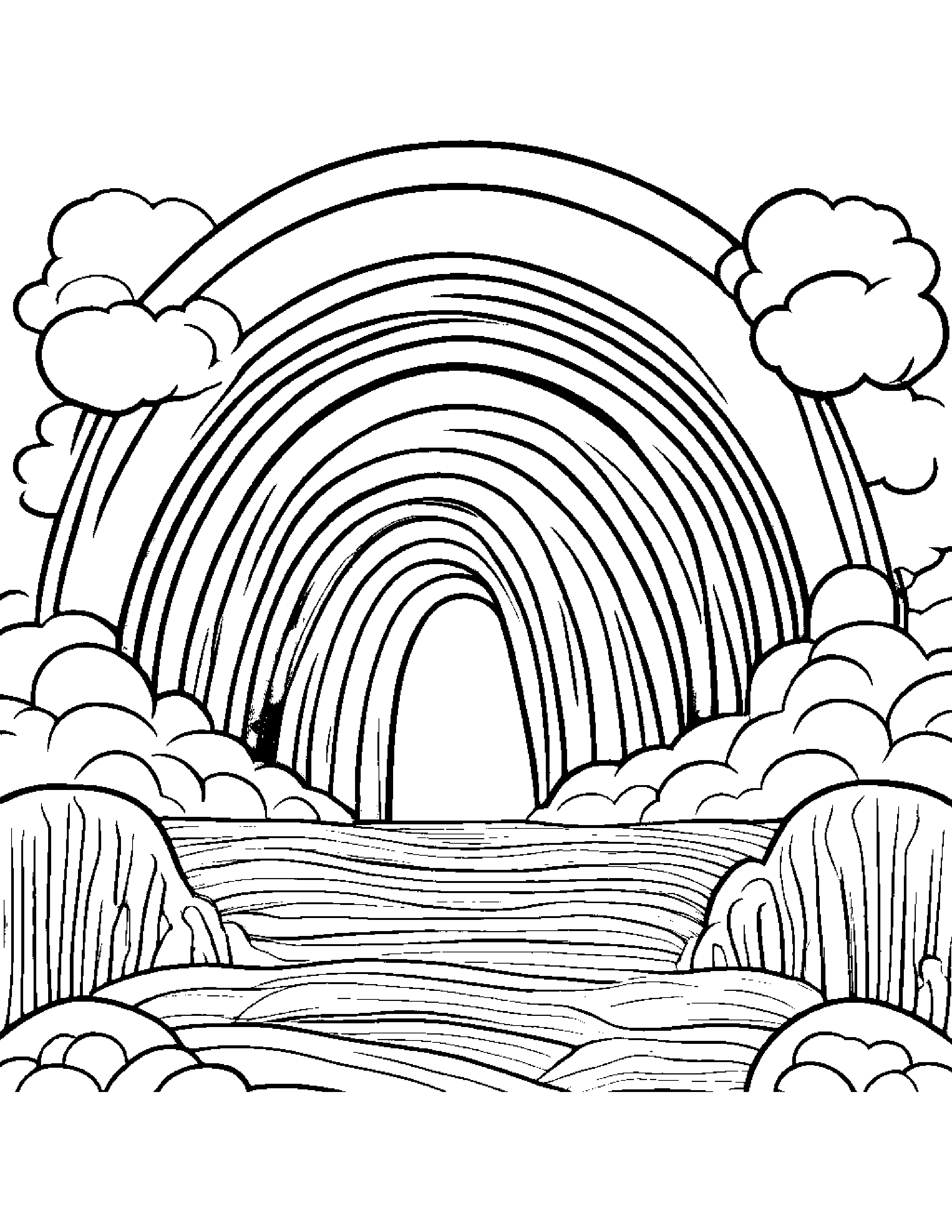 Happy Rainbow Coloring Page (Free Printable PDF)