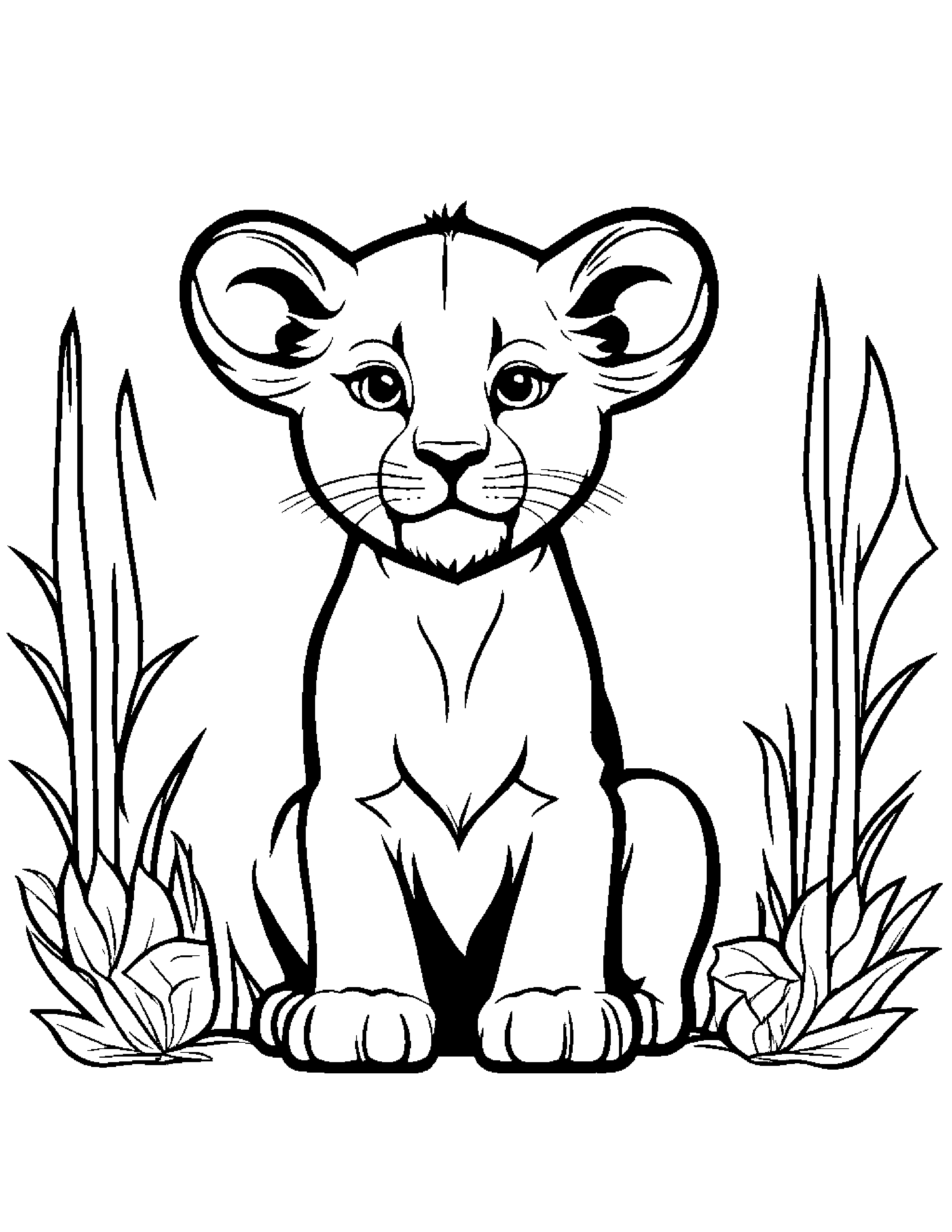 Tiny Lion Cub #2 Coloring Page (Free Printable PDF)