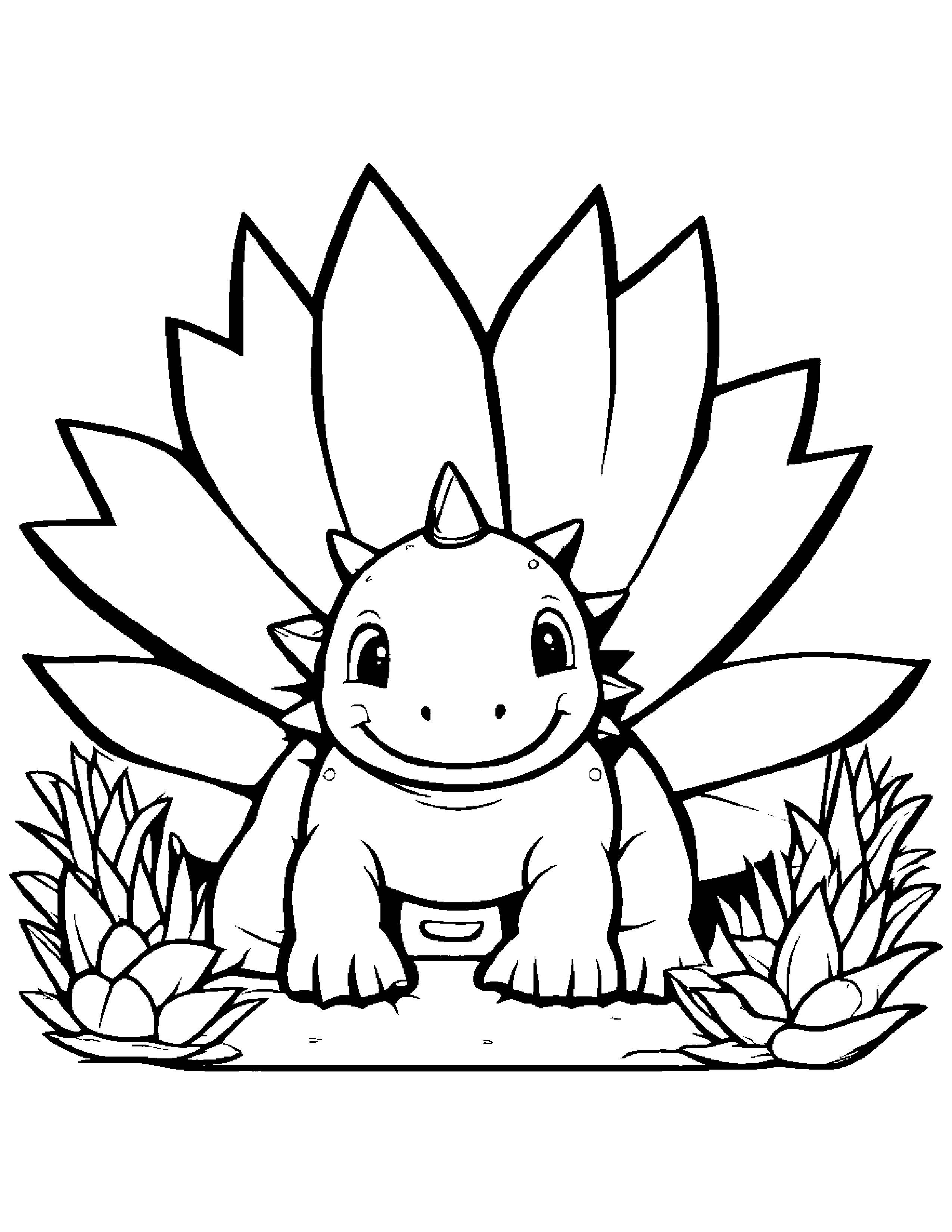 Baby Stegosaurus With A Star #2 Coloring Page (Free Printable PDF)